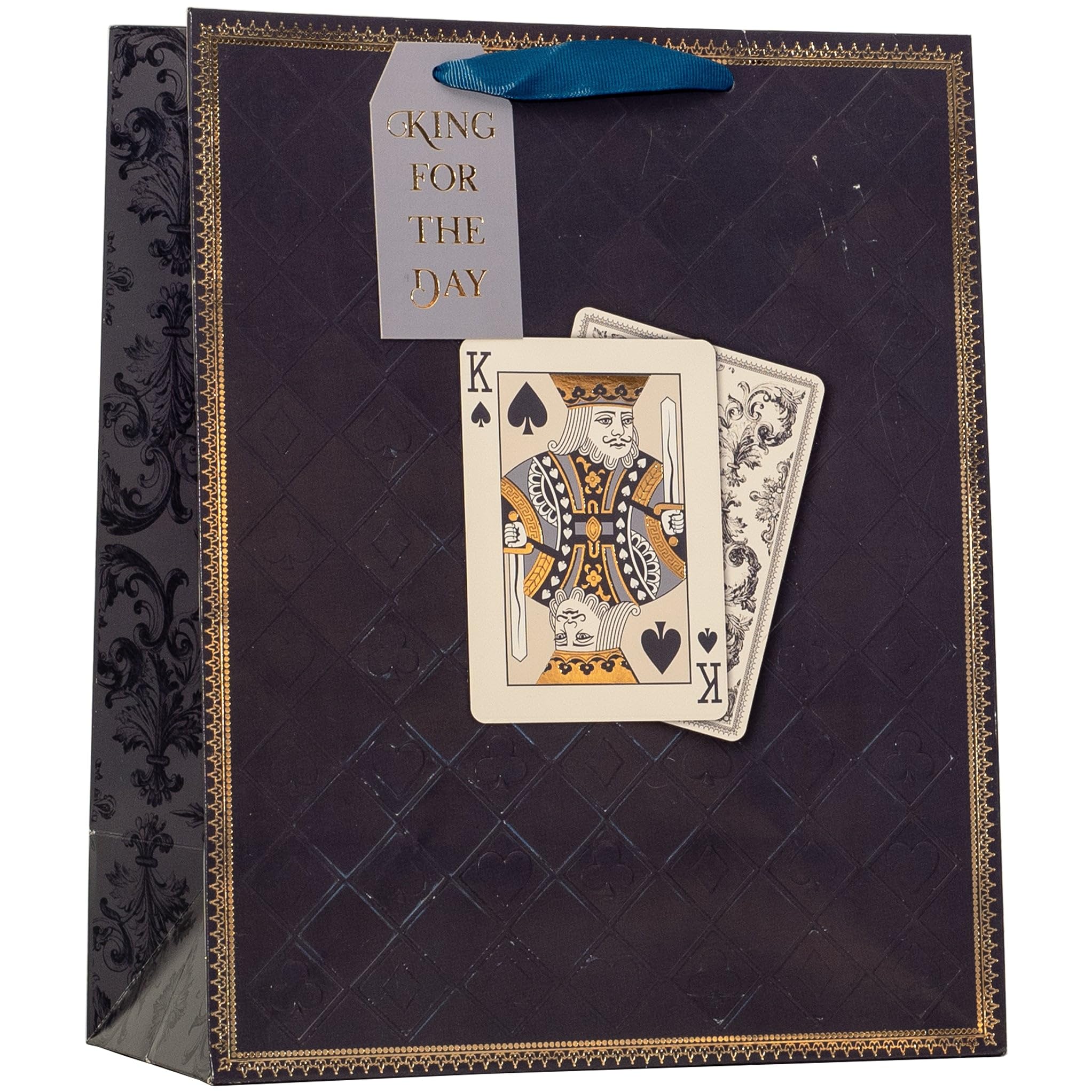 Design By Violet Playing Card Design Large Gift Bag – Decorative Paper Gift Bag with Ribbon Handles for Father’s Day, Men’s Birthday and Male Birthday Celebrations