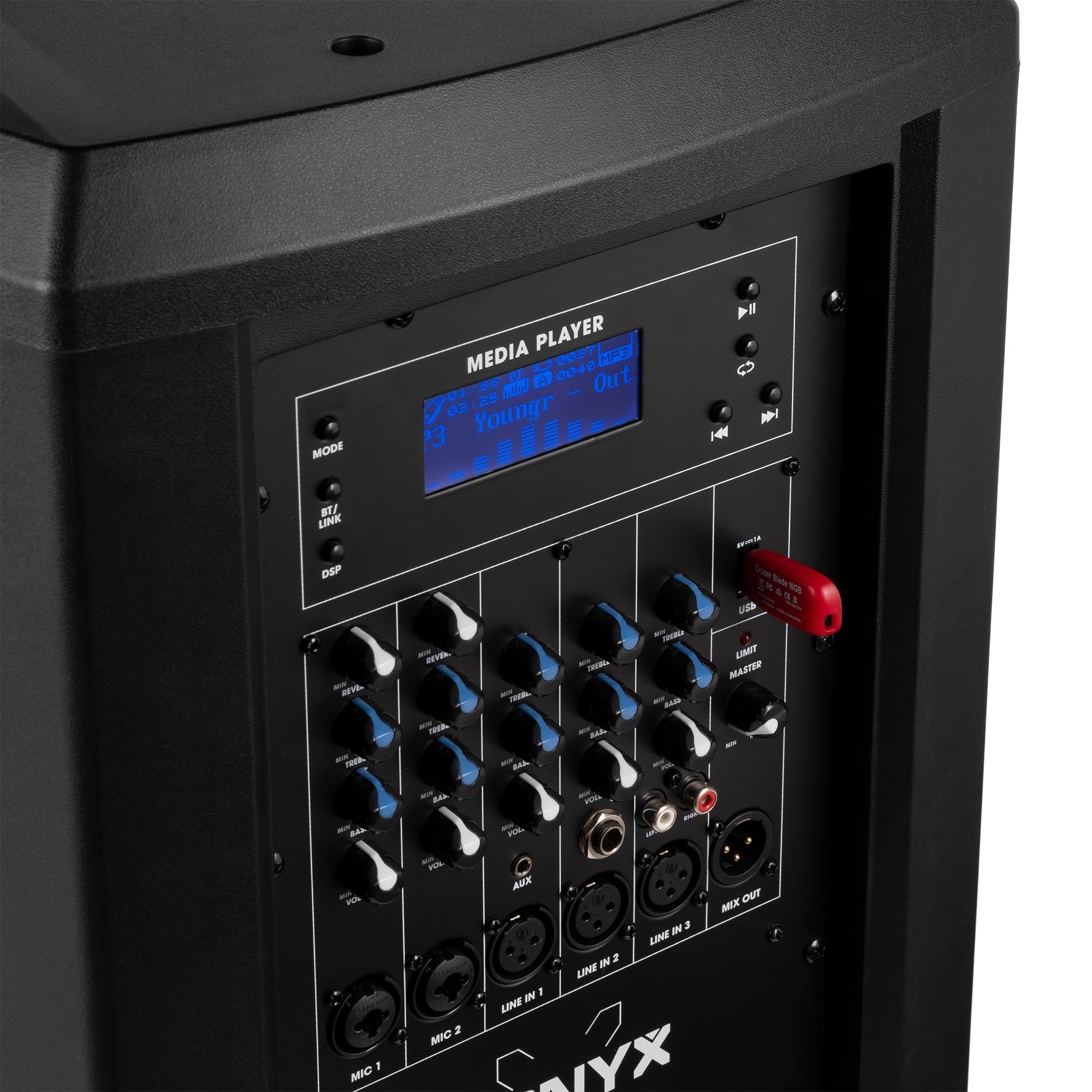 VONYX VX822 Enceinte Colonne Active 1800W avec Bluetooth et TWS, Caisson 12" et 8 Haut-Parleurs 3", DSP avec Préréglages, Entrées XLR Jack RCA, Écran LCD, Idéale pour DJ, Karaoké et Événements
