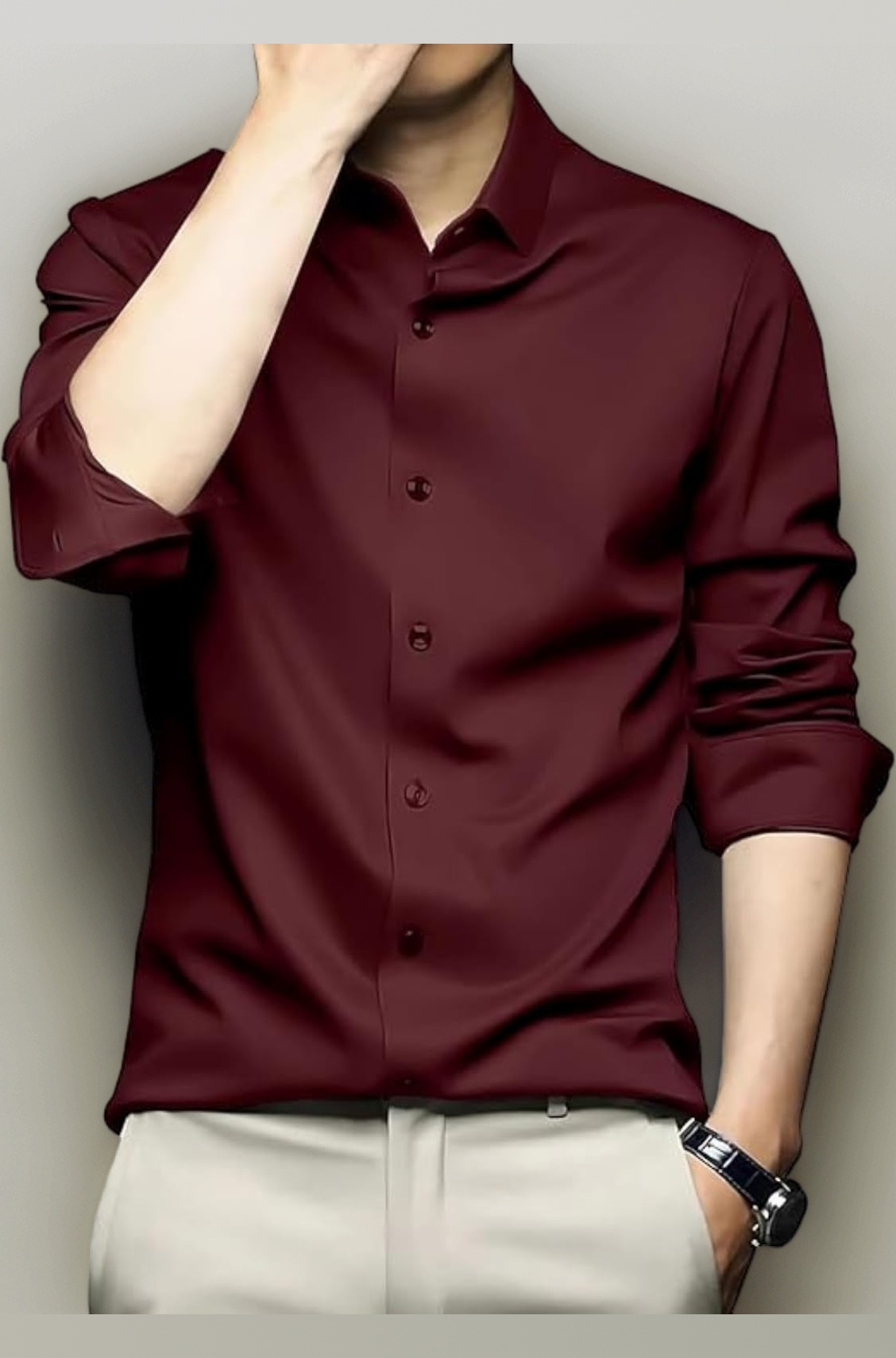 Men's Stylish Solid Satin Casual Shirt for Men Full Sleeves| Poly Satin Silk Shirt