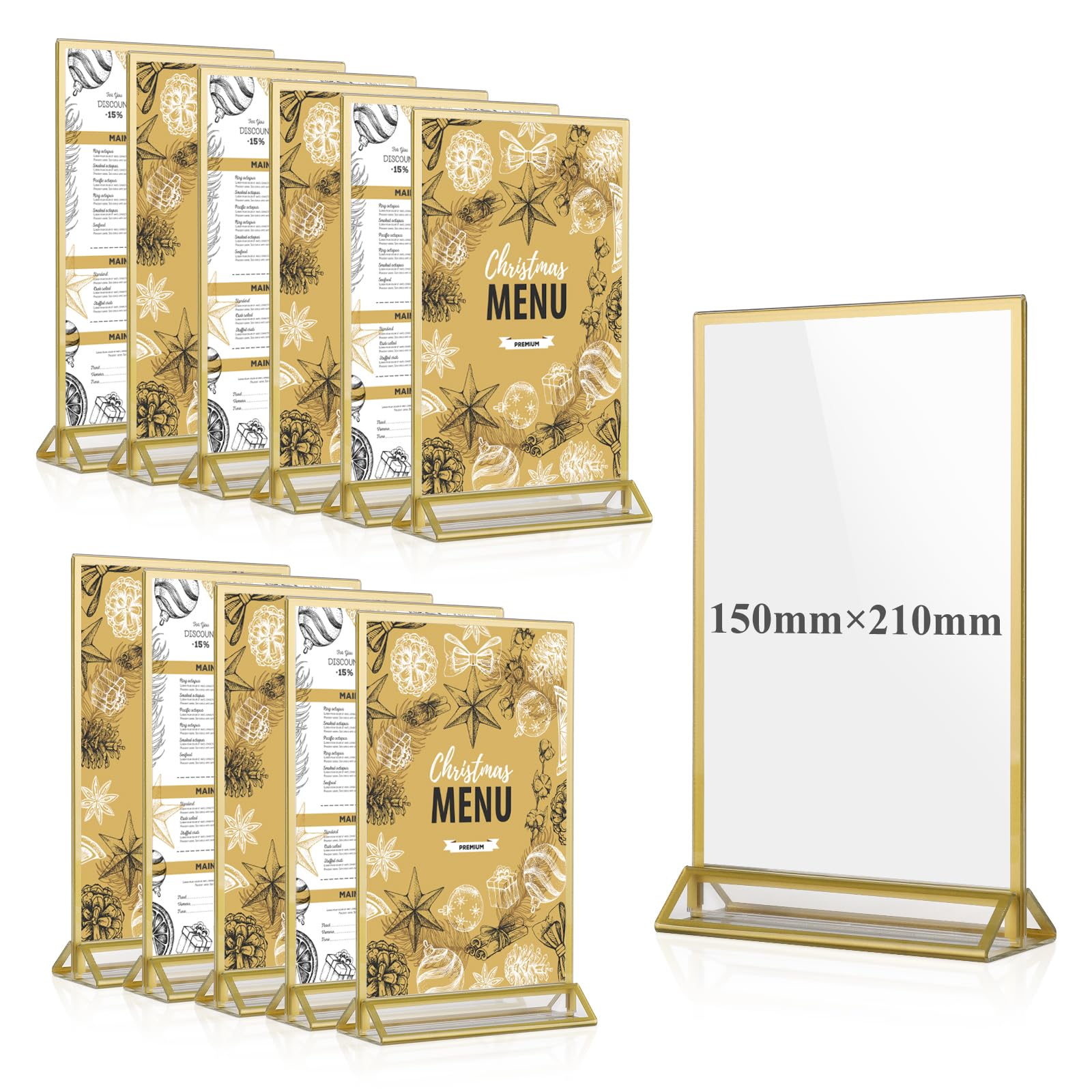 efuturetime 12PCS Porta Menu da Tavolo A5 in Acrilico | Espositore Plexiglass Verticale, Cornici Doppia Faccia per Foto, Matrimonio, Pubblicità, Ricevimento
