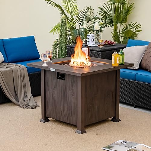Miniatura 2 de Tangkula Patiojoy - Fogata de propano de 32 pulgadas, mesa de gas de 50,000 BTU con tapa, rocas de lava, cubierta protectora, mesa de fuego 2 en 1