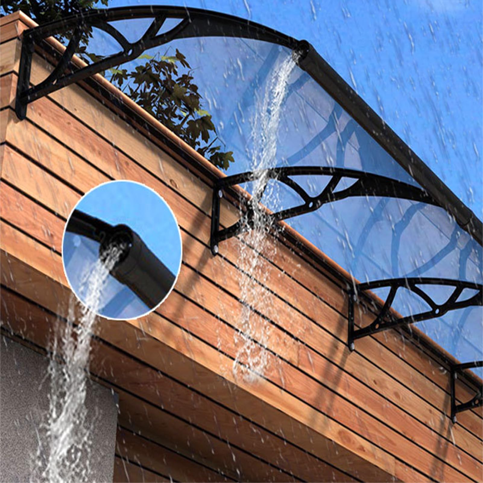 Pensilina da Esterno Tende da Pensilina in Policarbonato 120x200cm, Pensilina Tettoia per Porta Balcone Esterno Finestre Ingresso, Tettoia per Porta E Ingresso Protezione UV