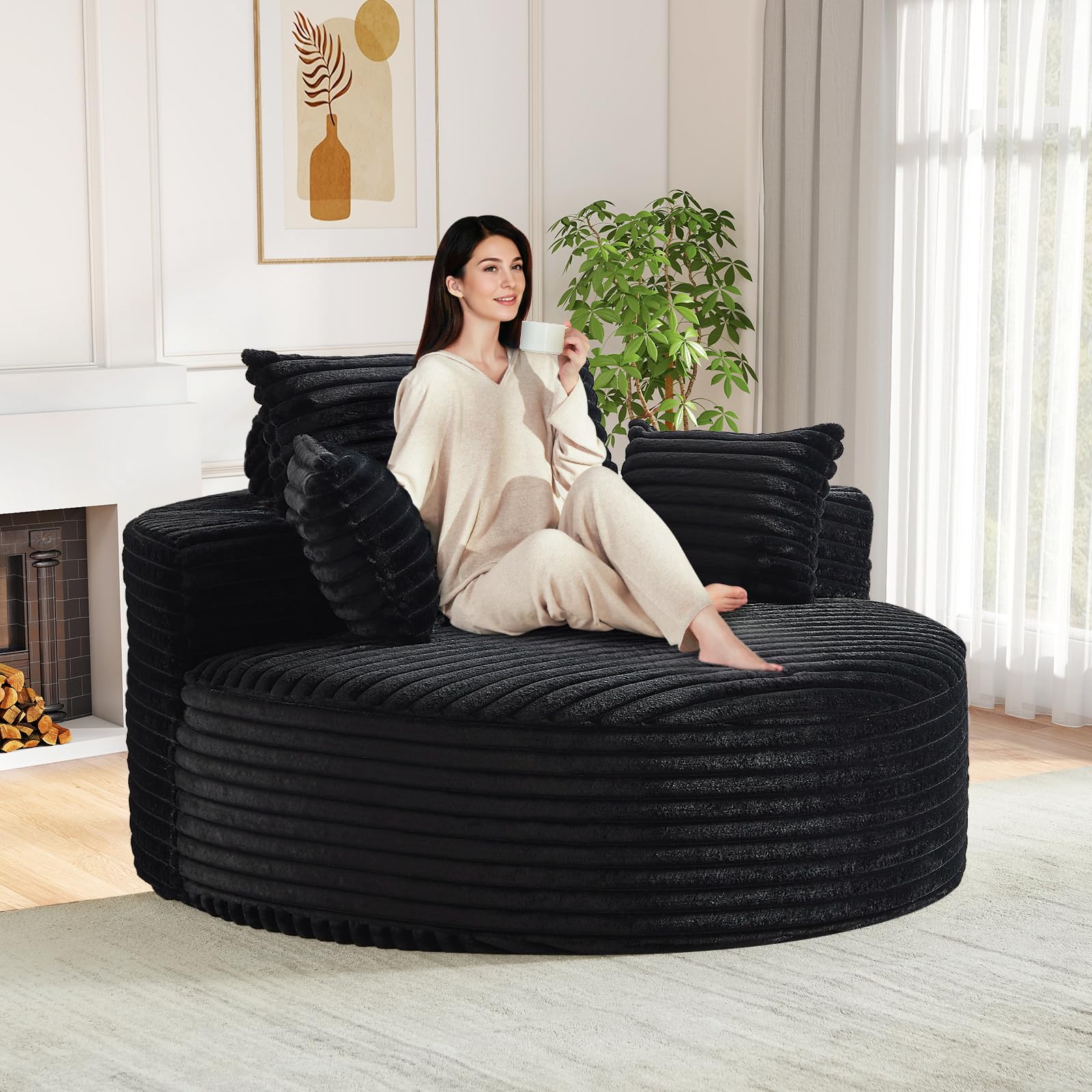 Antetek Oversized Round Chaise Longue Chair
