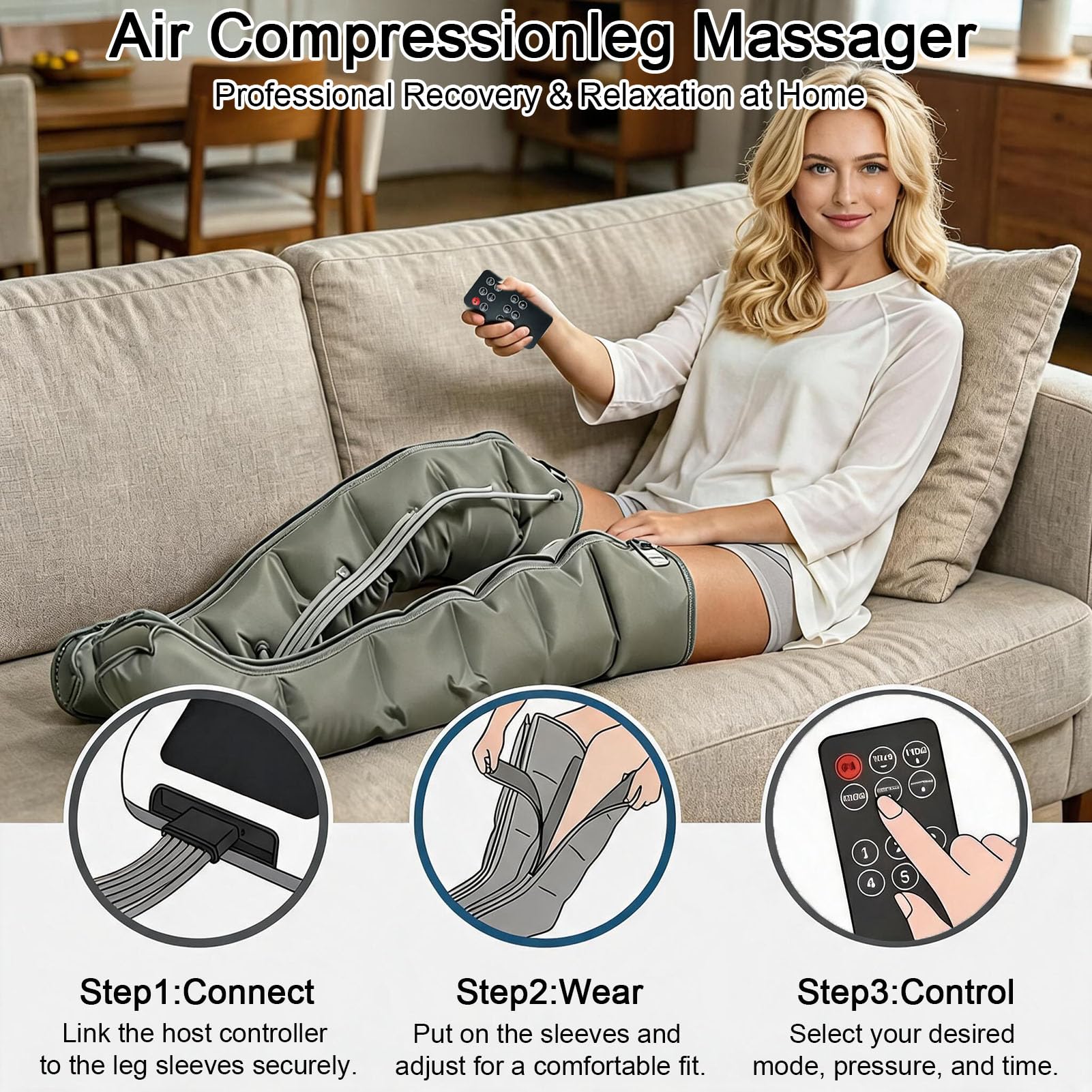 Pressoterapia Professionale, 6 Camere Massaggiatore Gambe E Addome Braccia Per Casa, Pressoterapia Linfodrenaggio Con Display Touch Screen E 6 Programmi Di Massaggio, 30-240 Mmhg