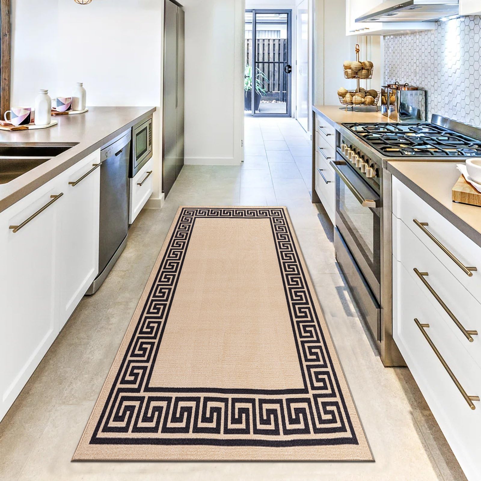 renoazul® Carpet Runners for Hallways Non-Slip Long & Wide Heavy-Duty Plain | 80 x 300 cm Super Absorbent Indoor Stair Carpet and Kitchen Anti-slip Floor Mats - Greeky Rug - Grey & Black — view 102