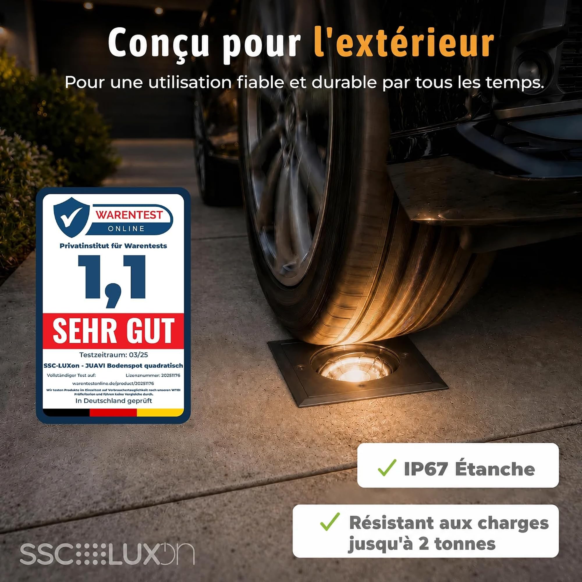 SSC-LUXon JUAVI spot encastrable rond extérieur IP67 orientable