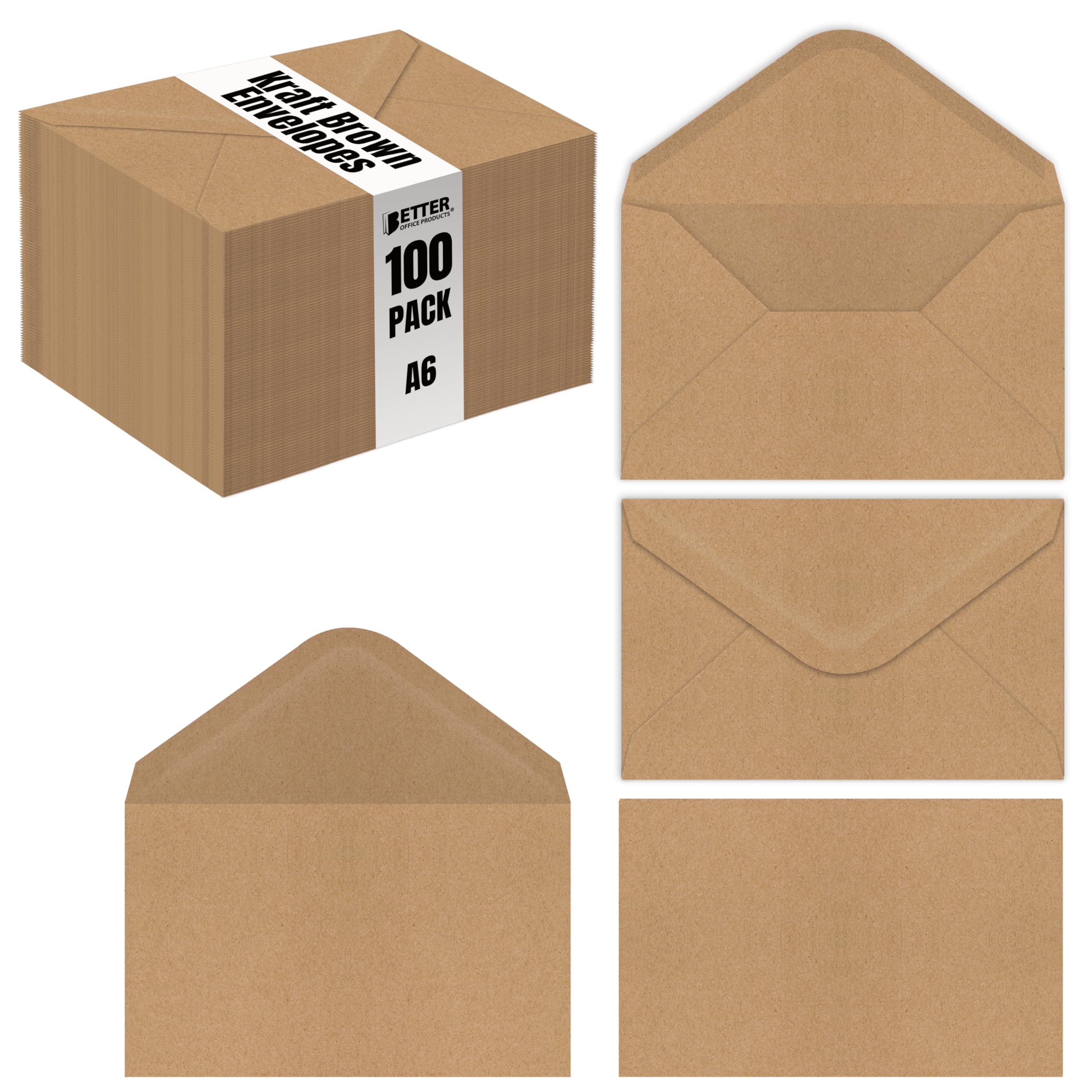梱包・発送・開封時に録画　　2枚 Amazon | Better Office Products A6クラフト招待状封筒 100枚パック