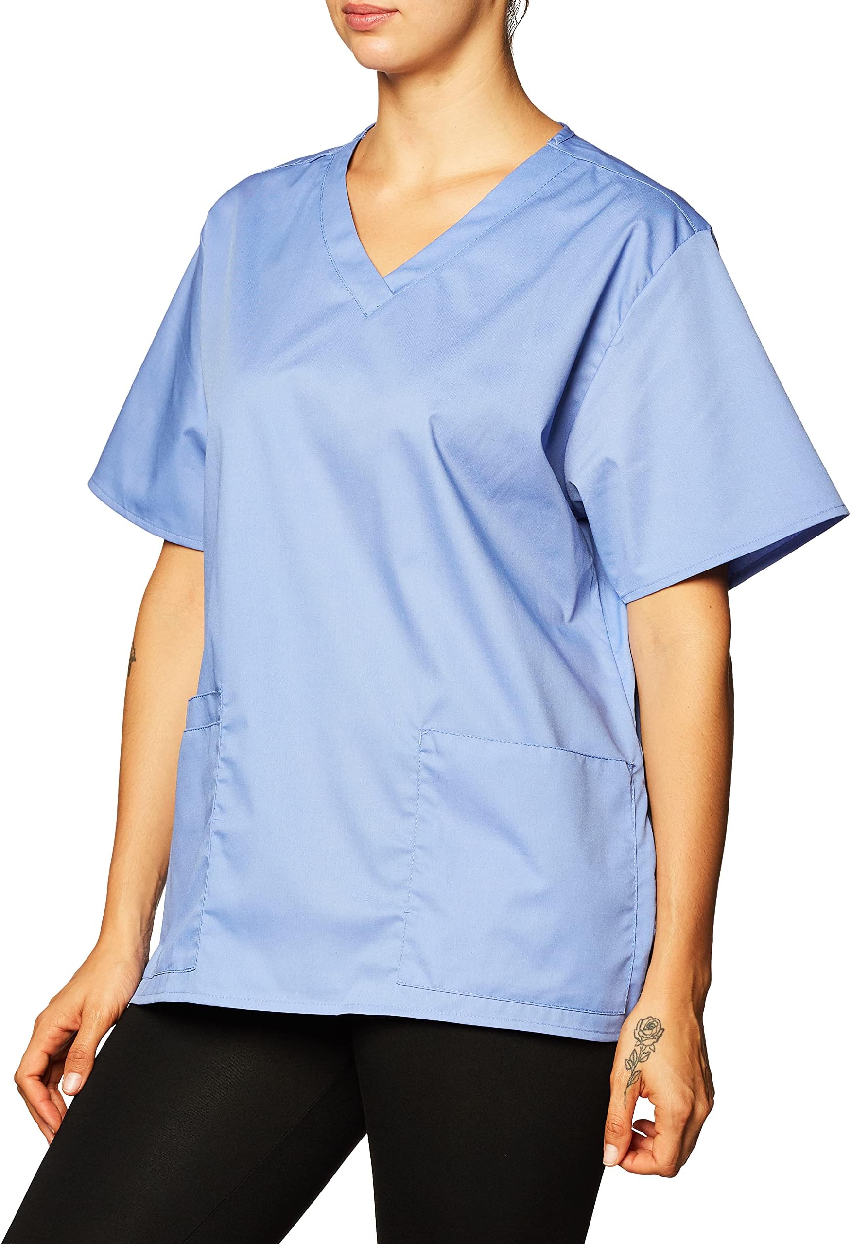 - WonderWORK Women's V-Neck Scrub Top, Ceil Blue, L