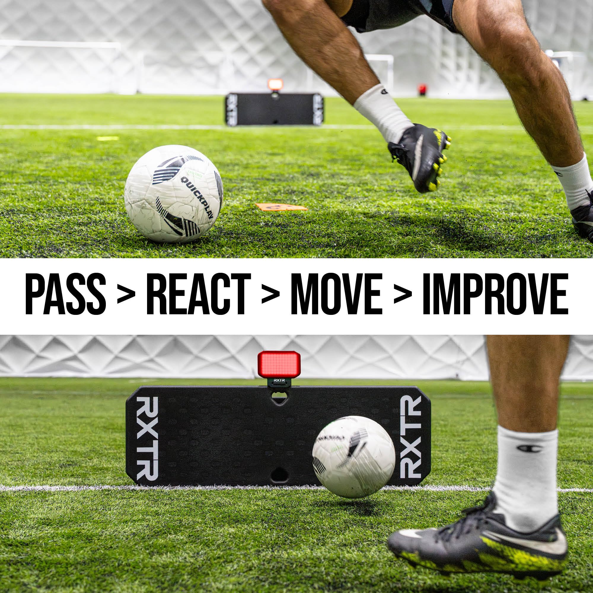 RXTR PRO Coach Soccer Training System – Smart Reaction Light & Soccer Rebound Board con punteggio in tempo reale, 17 esercizi pre-programmati, allenamento senza app per tutti i livelli di abilità