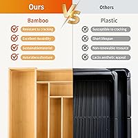 Vista 6 de Bamboo Expandable Drawer Organizer for Utensils Holder, Wood Drawer Dividers for Silverware, Flatware, Knives in Kitchen, Bedroom, Living Room