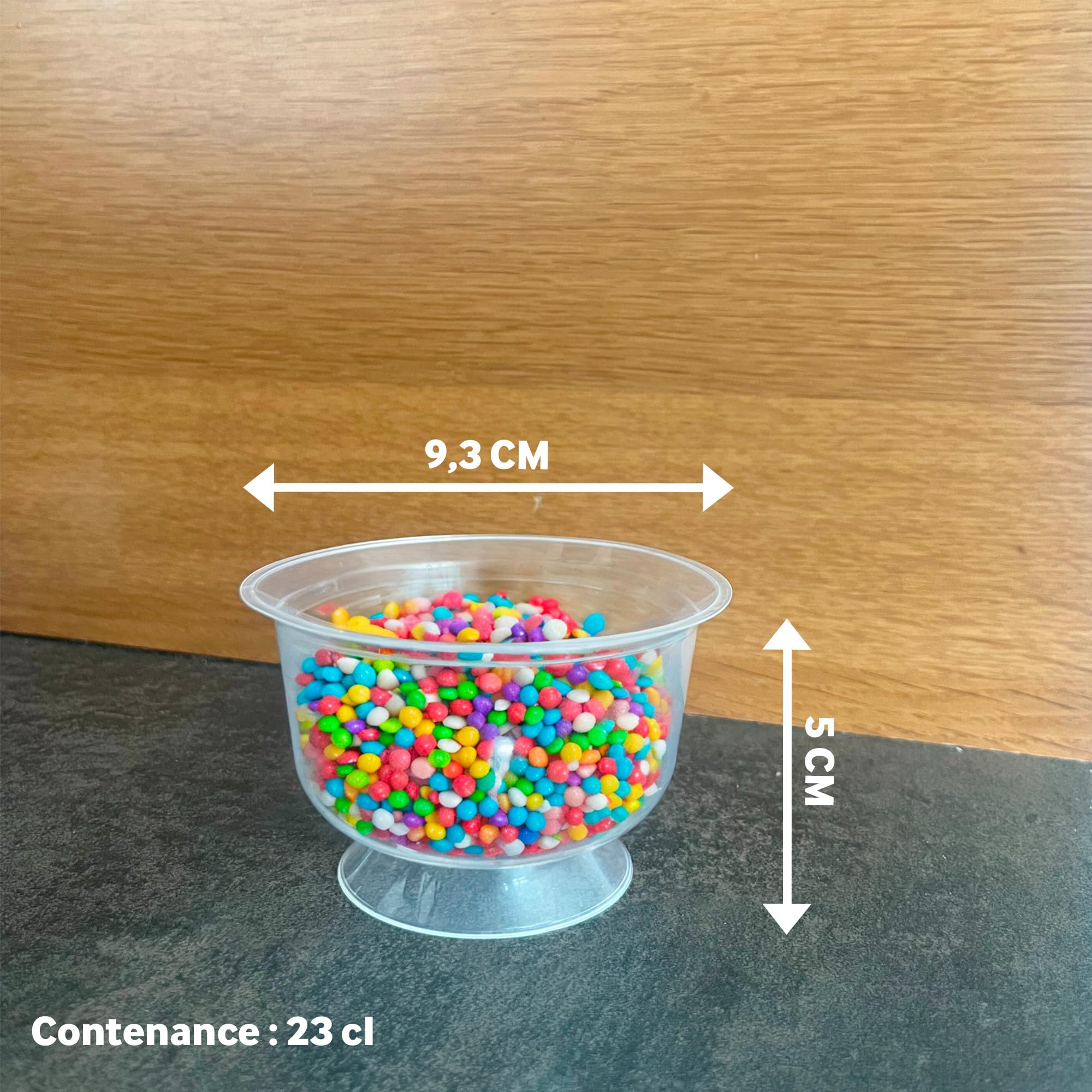 Table'Colors 100 Coupelles 23 cl - 100% Recyclable et Réutilisable - Passe au Micro-onde - Pour Plats Chauds et Froids - Vaisselle Transparente - Idéal Anniversaire et Mariage - Bol - Ramequin