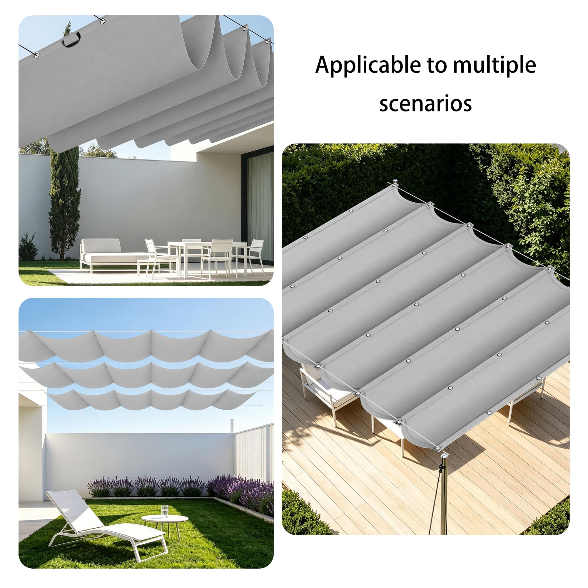 sonnensegel mit einzug Wasserdicht 550 x 360 cm Wasserdicht Verstellbar Welle Markisenstoff Viele Größe Und Farben für Garten Balkon Und Terrasse, Hellgrau Size:8 - L Anti-slip Mountain Bike Pedals Deuter