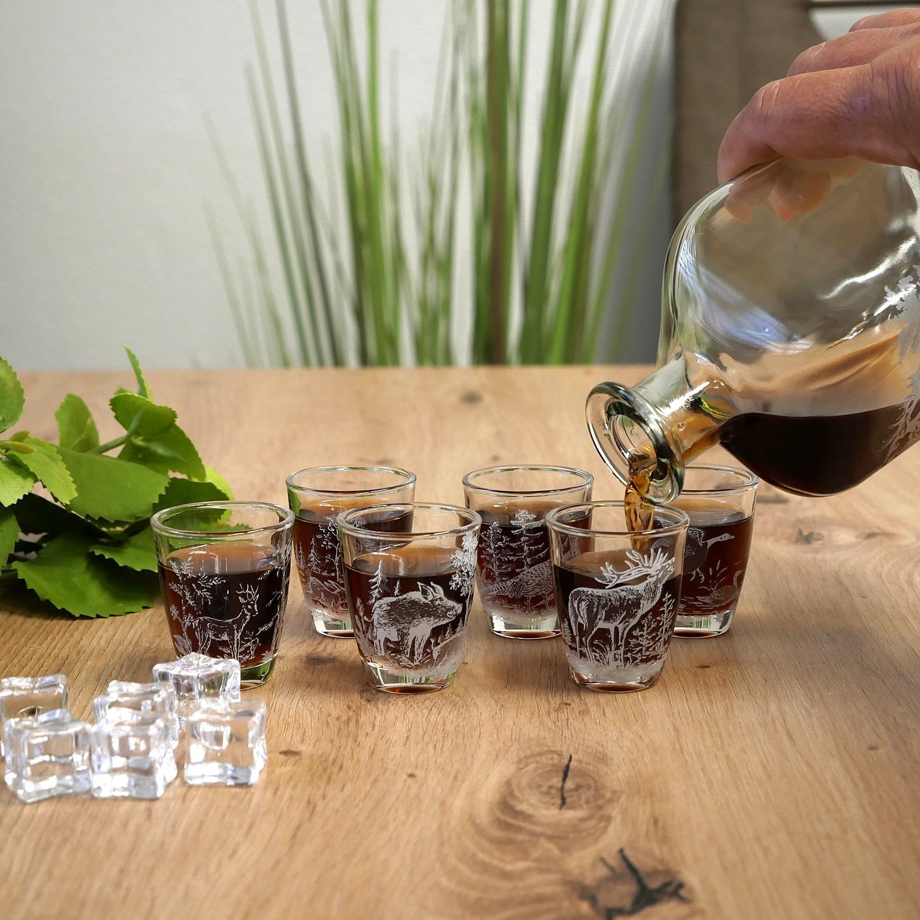 GTK - Geweihe & Trophäen KRUMHOLZ Lot de 6 verres à liqueur courts avec motif chasse 2cl