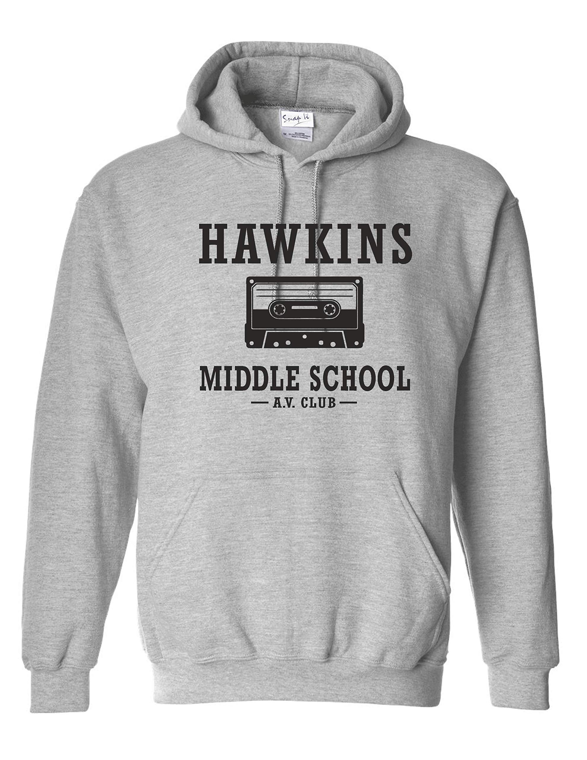 Snapit Inspired Stranger Hawkins Middle School Things Printed Hoodie Grey