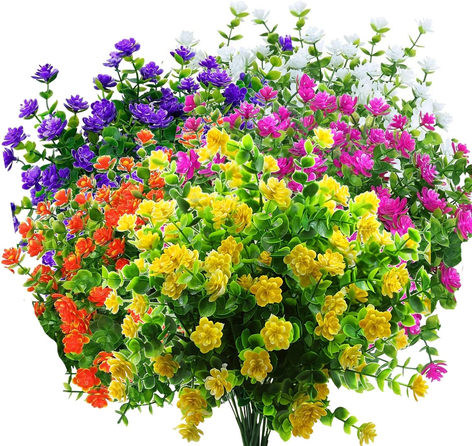 10 Bundles Artificial Fake Flowers for Outdoor Decoration