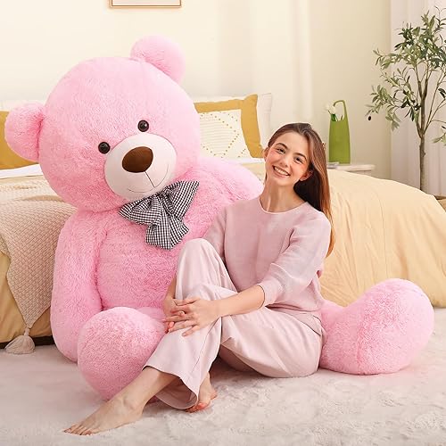 Miniatura 158 de MaoGoLan Oso de peluche color rosado gigante de 55 pulgadas, animales rellenos grandes y de tamaño real para novia Rosa,Azul,Marrón,Crema,Marrón