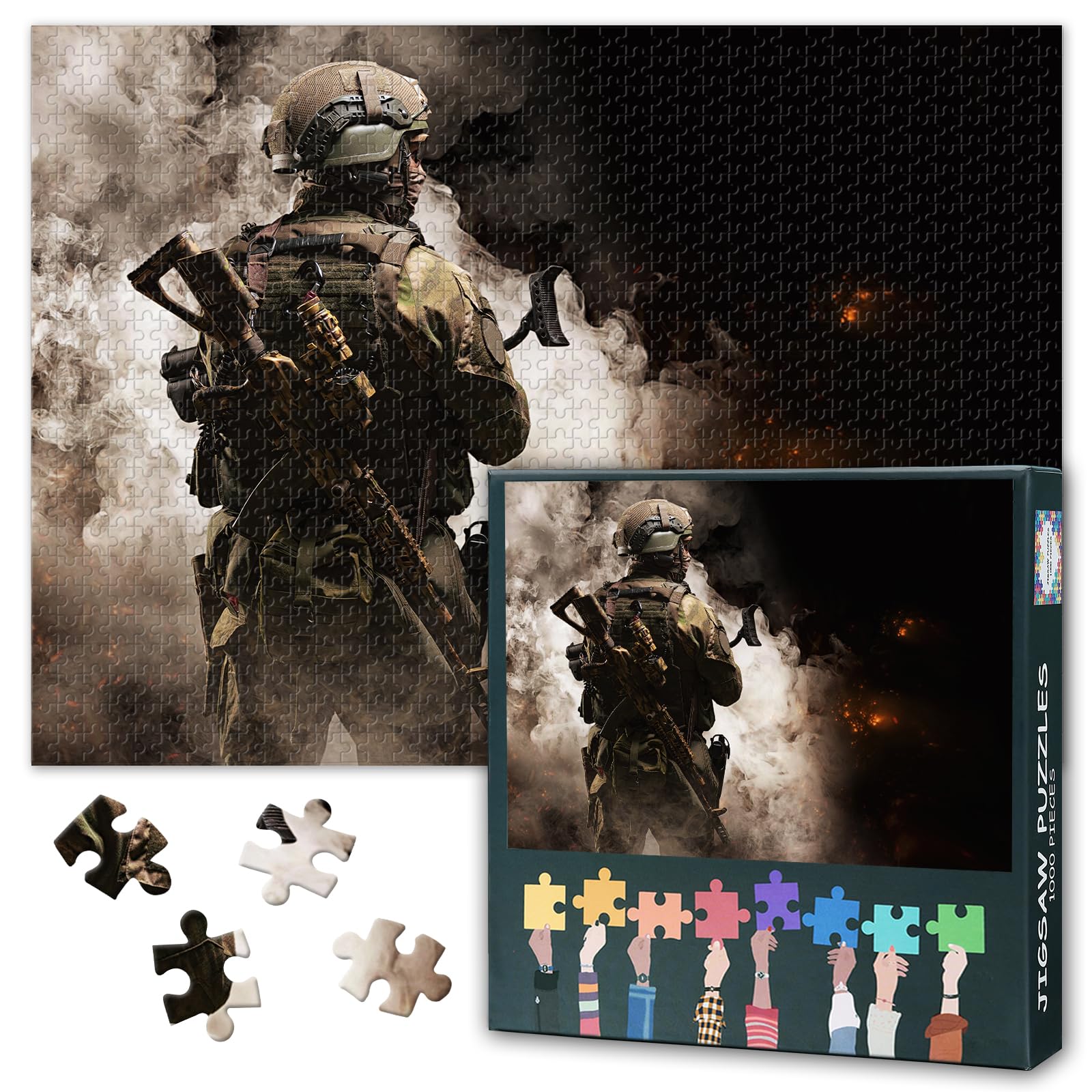 Puzzles for Adults 1000 Pieces, American Army Troops Jigsaw Puzzles, Special Unit Turned Adult Puzzle for Adults, Educational Fun Games or Toys for Elders Friends 20X27 INCH