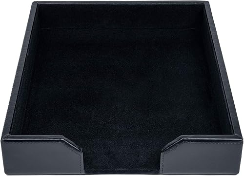 Miniatura 3 de Dacasso Bandeja de escritorio de cuero regenerado, soporte de cartas de lujo y organizador de papel para escritorio, 13.5 x 10.5 x 2.13 pulgadas,