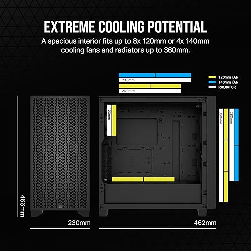 Miniatura 3 de Corsair Funda de PC de torre media 3000D AIRFLOW - Ventiladores de 3 pines - Soporte de GPU de cuatro ranuras - Se adapta a ventiladores de hasta