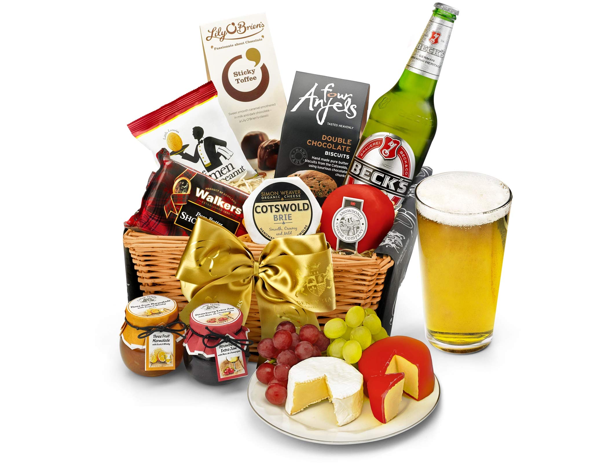 Downton Beer Hamper - Premium Ale Gift Set with Mature Cheddar, Organic Brie, Shortbread, Chocolates - Beer Gifts For Men, Birthday Alcohol Presents, from Regency Hampers