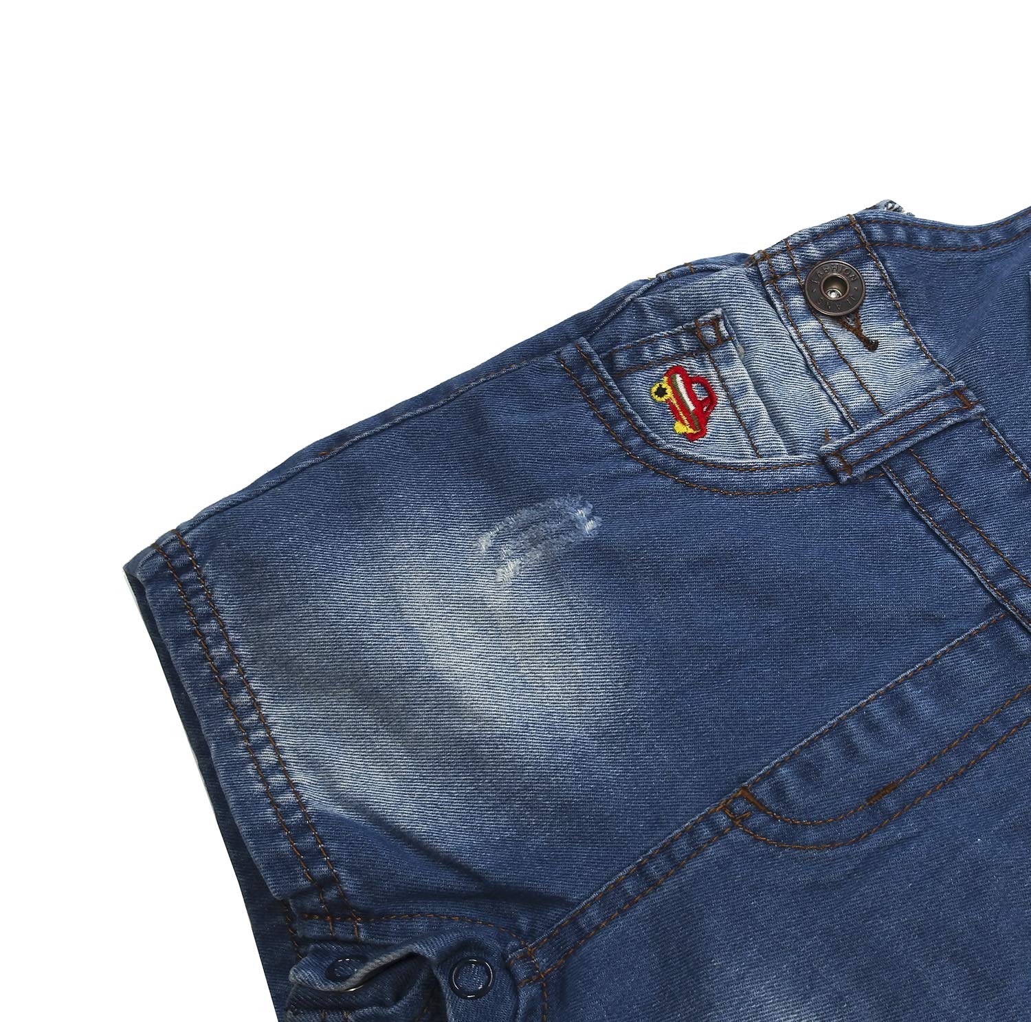 KIDSCOOL SPACE Short d'été pour bébés et petites filles/garçons, salopette en jean ajustable