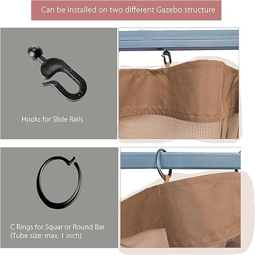 Miniatura 4 de SunCula Mosquitera de repuesto con cremallera para patio al aire libre, jardín y patio trasero (10 x 10 pies, marrón)