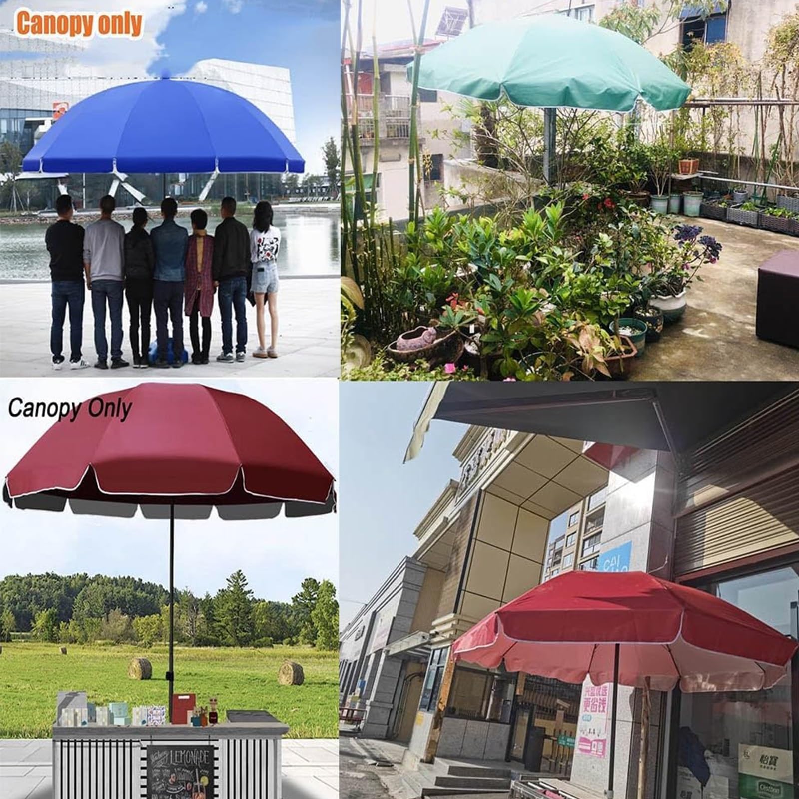Cubierta impermeable de repuesto para sombrilla de 3 m, para sombrilla voladiza de 8 puntales, de tela, ideal para patio, jardín, playa y piscina (borgoña, 2,2 m)