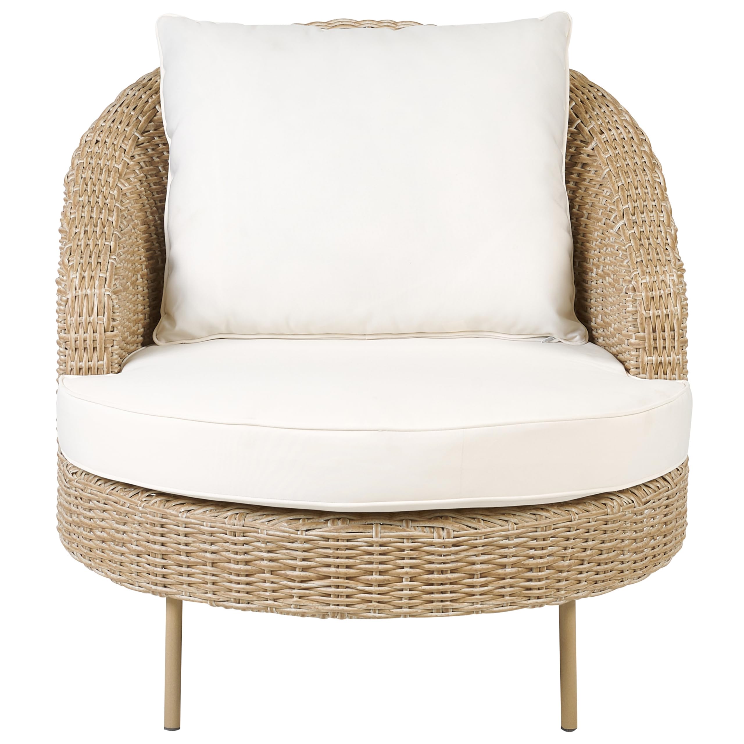 Beliani Silla de ratán Beige Blanco Natural con reposapiés sintético Cojines Arcille