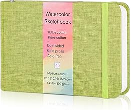 40 Sheets Watercolour Journal 10x15cm, 140 lb/300 GSM Watercolour Sketchbook Water Colour Paper Watercolor Notebook for Art Painting, Drawing, Mixed Media