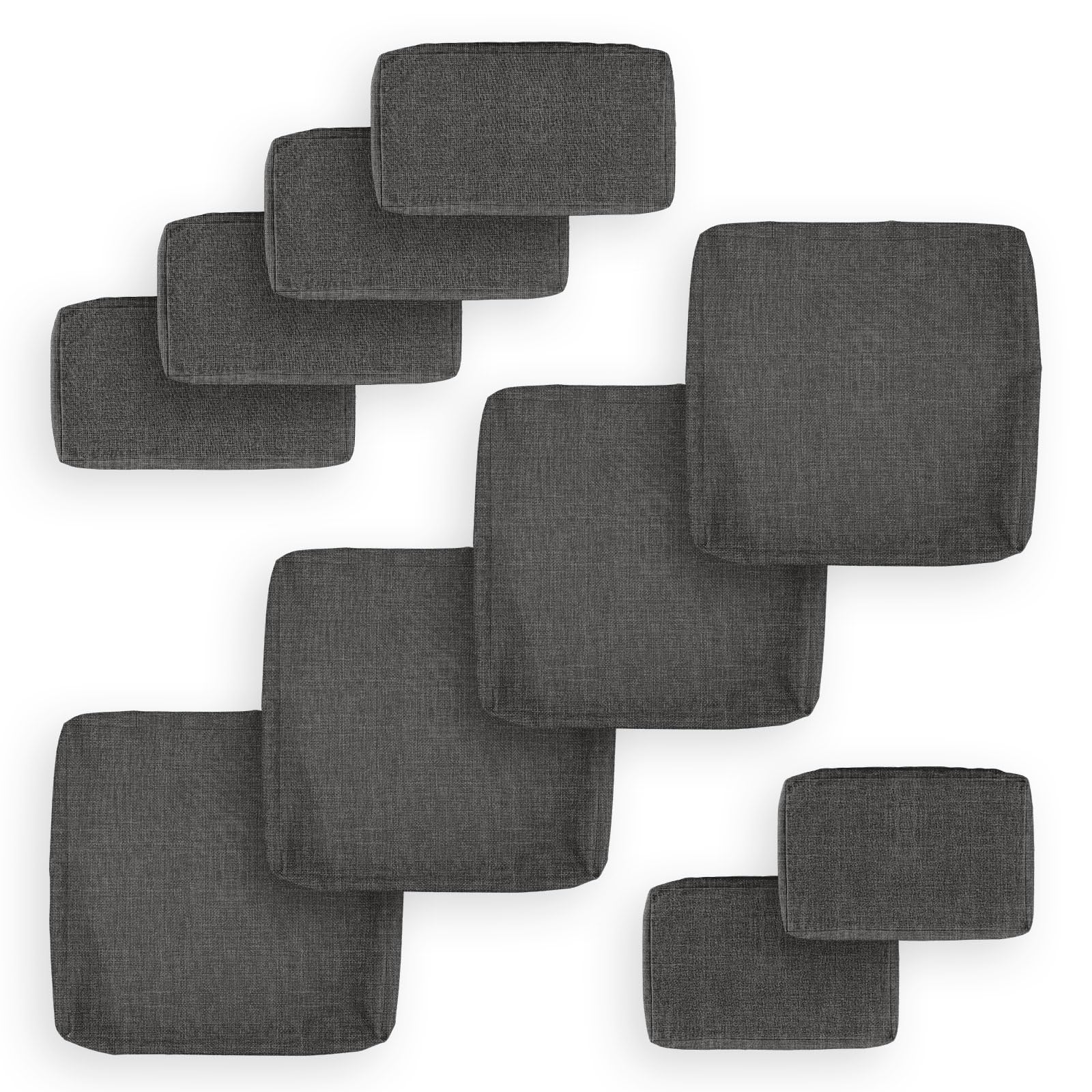 NICESOUL® 10 Pcs Outdoor Sofa Seat Cushion Covers Replacement for Patio Furniture Set, 27 x 27 Inches Cushions Cover Slip Covers Dark Grey All Weather Olefin Fabric Slipcovers (Cover Only) unknown Size
