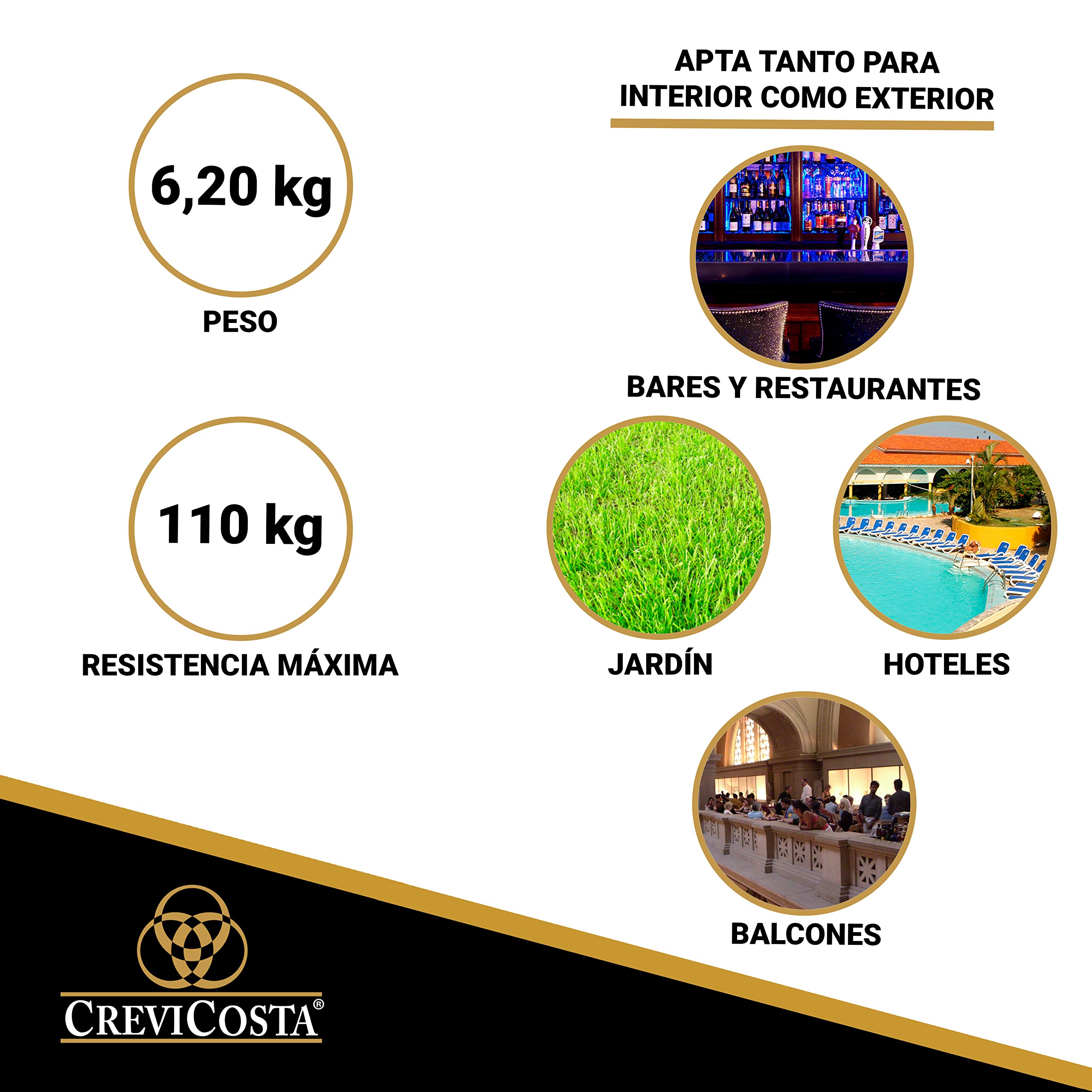 CREVICOSTA QUALITY MARK MARCAS DE CALIDAD Mesa Redonda Jardín Viana 90x90 (Blanca)
