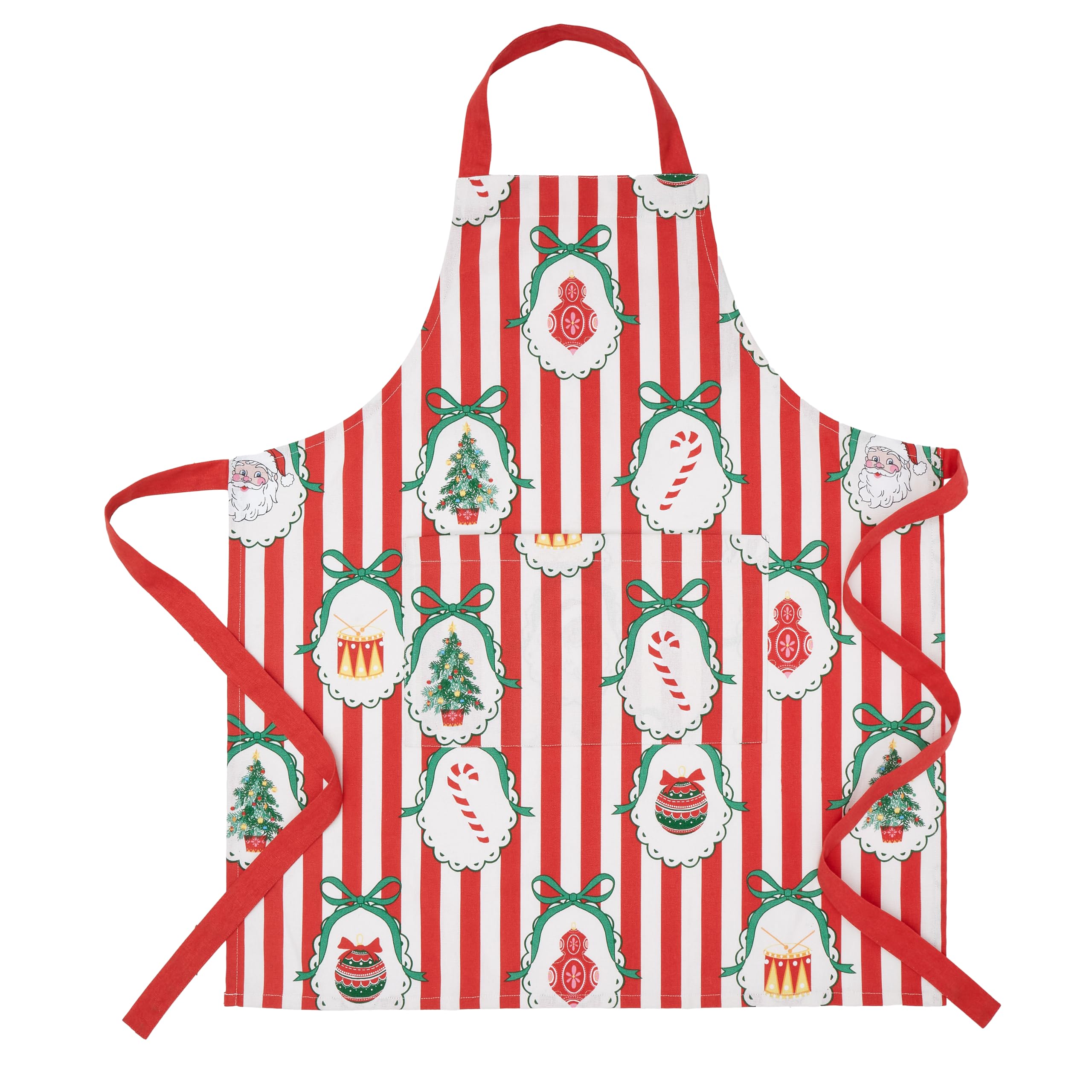 Catherine Lansfield 'Christmas Vintage Stripe' Cotton Kitchen Adult Apron in Red