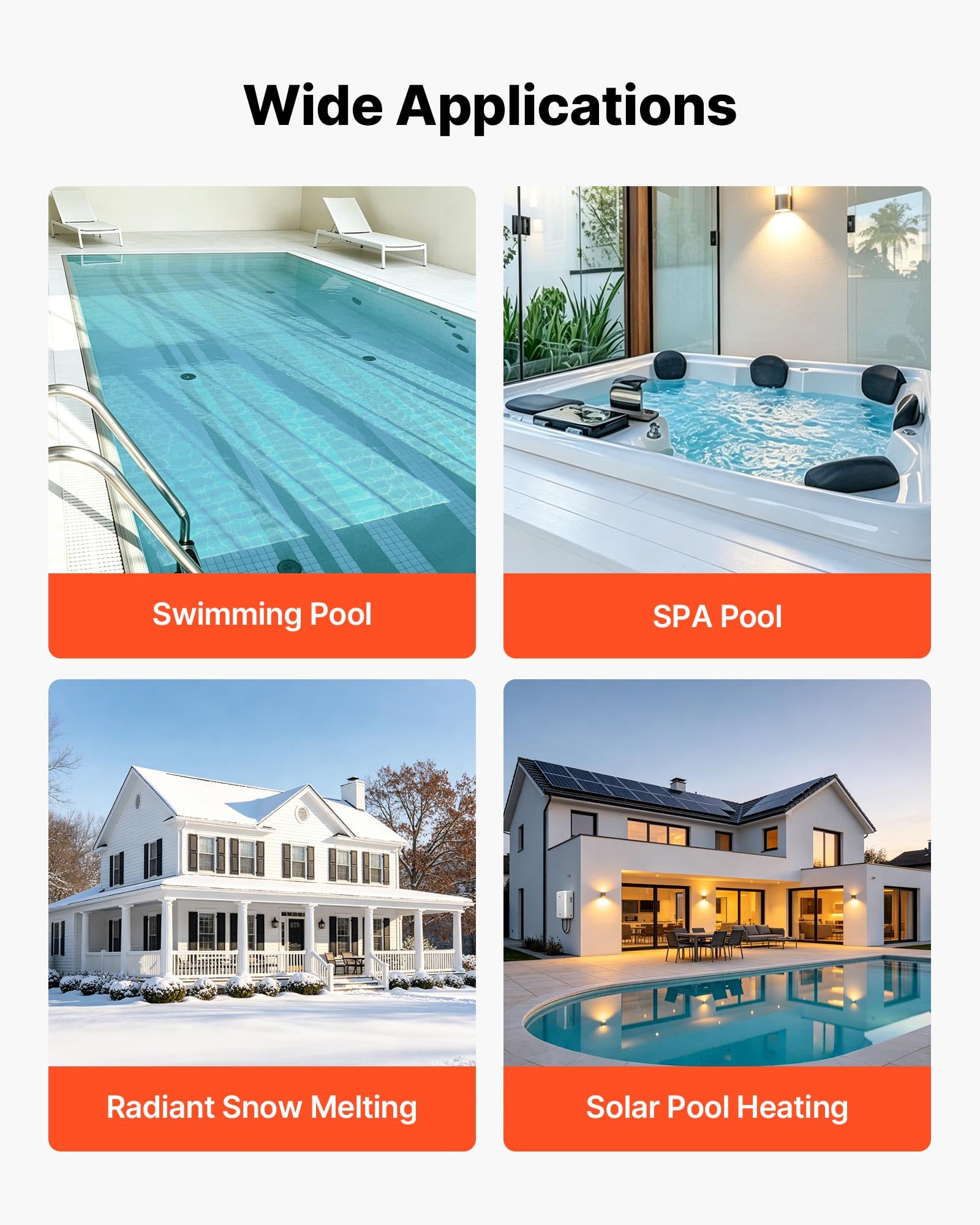 VEVOR Scambiatore di Calore per Piscina 210K BTU, Scambiatore in Acciaio inox 316L, Sistema di Riscaldamento ad Alta Efficienza per Piscina, Spa e Vasche Idromassaggio, per Uso Interno ed Esterno