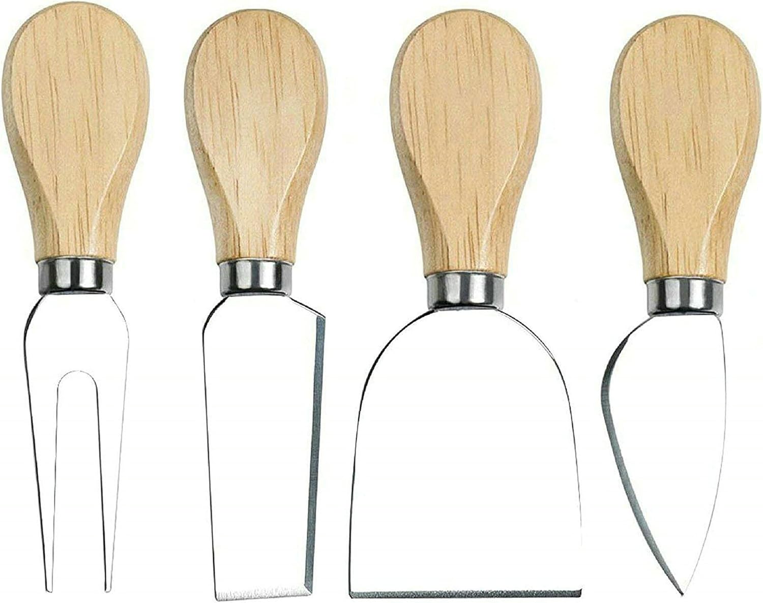 GuDoQi Cheese Knives, Set of 4, Wood handle, Stainless Steel, Hard