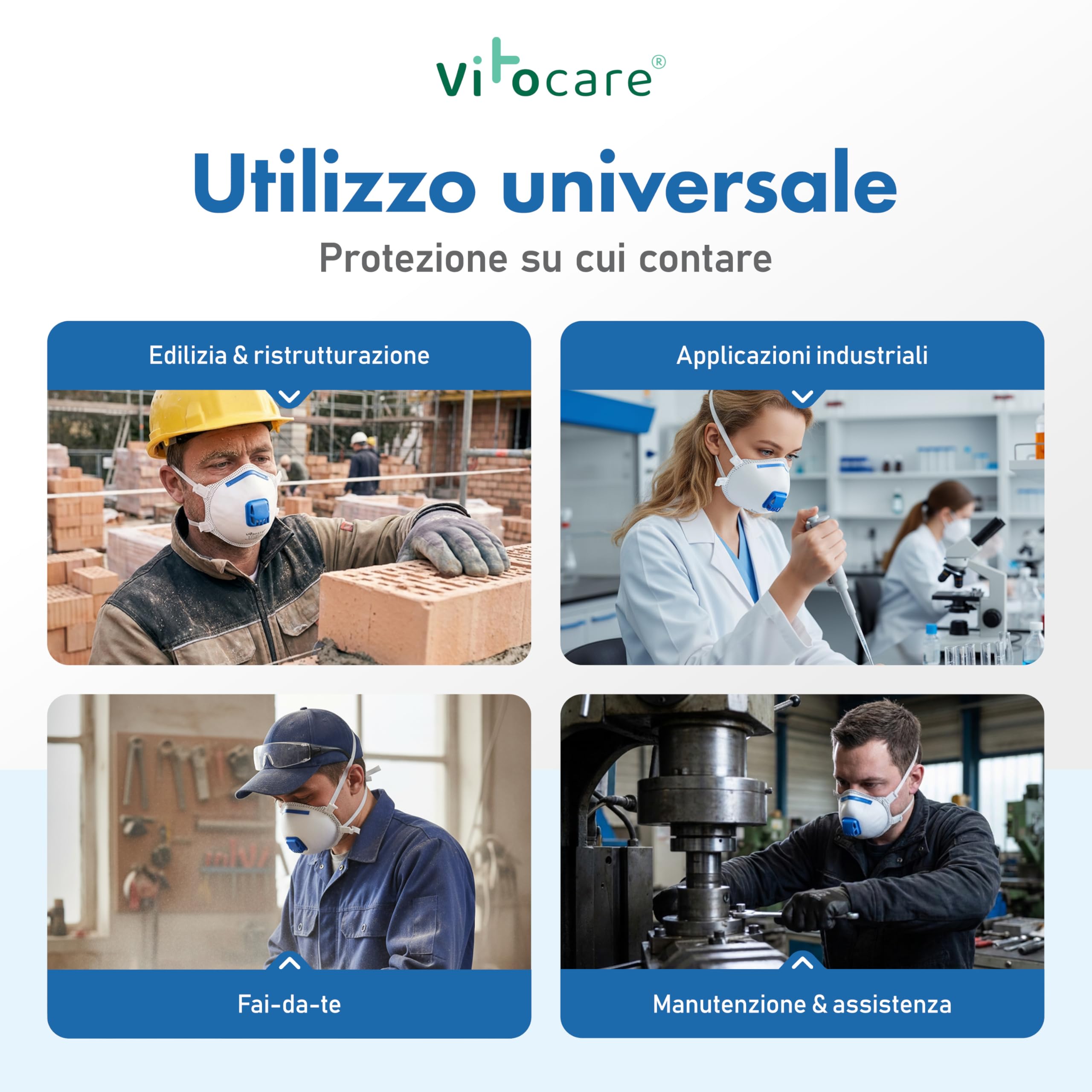 Maschera FFP3 con valvola, selezionabile 5x, 10x o 20x con nasello regolabile, forma ergonomica, microfiltro aerosol, respiratori