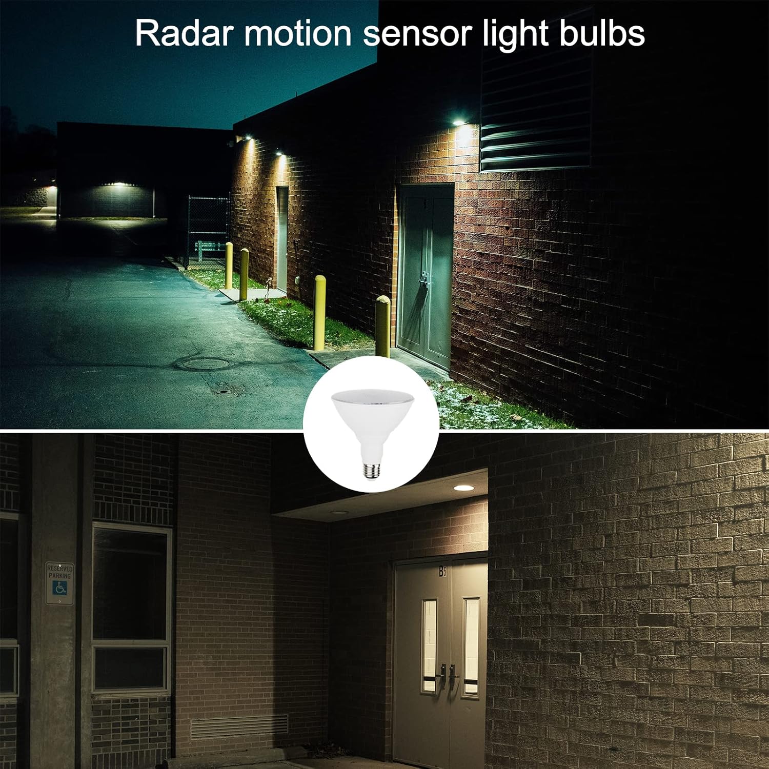 Radar Motion Sensor Light Bulbs - Par38 15W (100W Equivalent), E26 Base, Motion Sensor Bulb, Motion Light Bulbs Perfect for Outdoor, Garden, Garage, Yard, 5000K(Daylight), 2 Pack