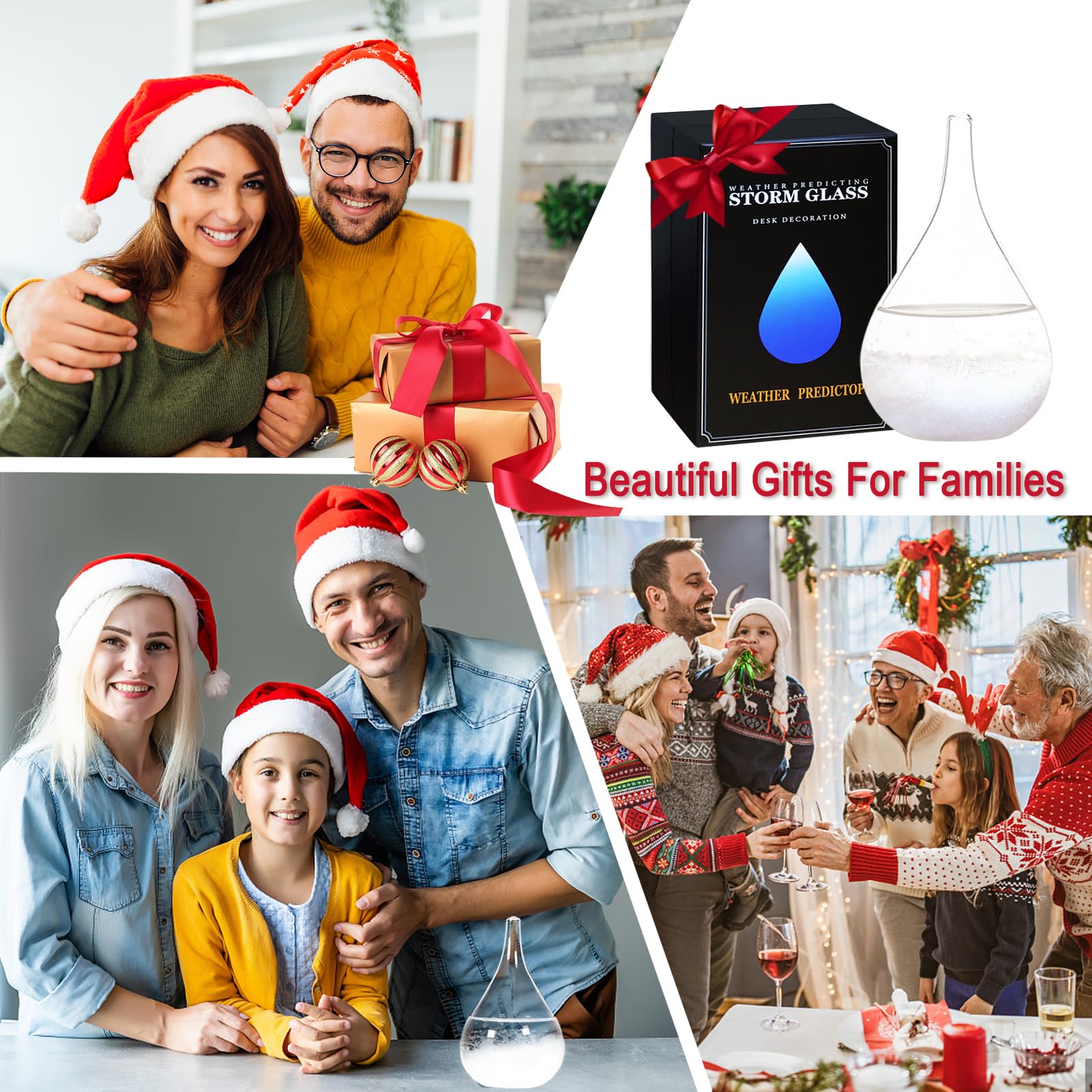 Unique Christmas Gifts, Storm Glass Weather Predictor,Mini Transparent Drop-Shaped Glass Snow Globe,Cool GIFS and Home/Office Desk Decorations