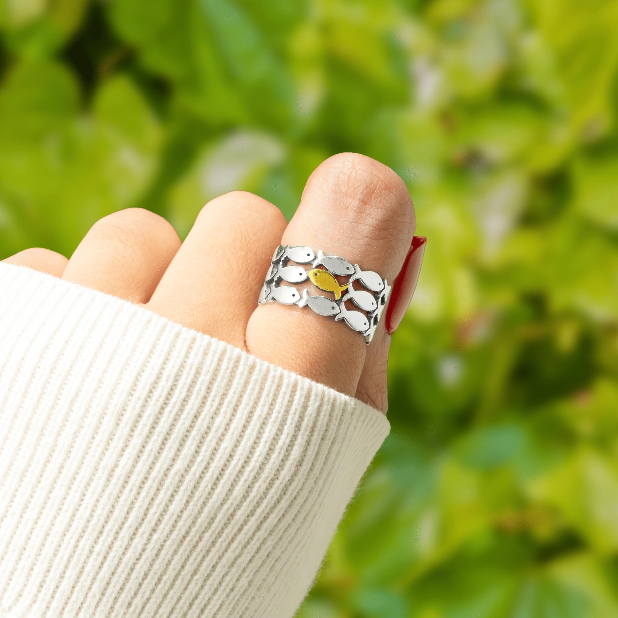 Anillo de esperanza – Nade contra el anillo actual, joyas inspiradoras para hombres y mujeres, anillo ajustable antideslustre de acero inoxidable 304, sin piedras preciosas, Acero inoxidable, Sin
