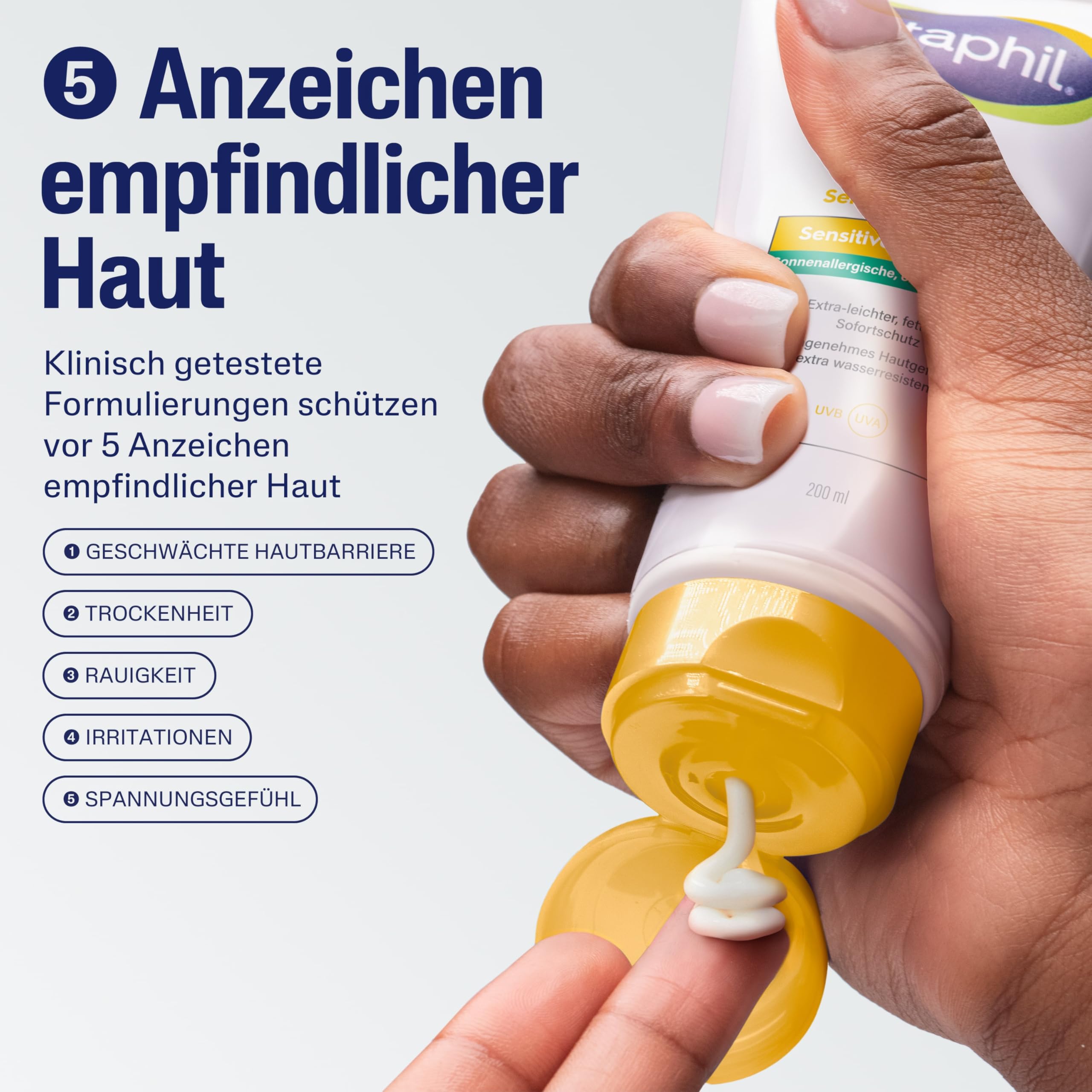 CETAPHIL SUN Sensitive Gel-Creme SPF 50+, 200ml, Sonnencreme für empfindliche, zu Sonnenallergie und Mallorca-Akne neigende Haut, Extra leichter, fettfreier Sonnenschutz, Frei von Parfüm & Emulgatoren