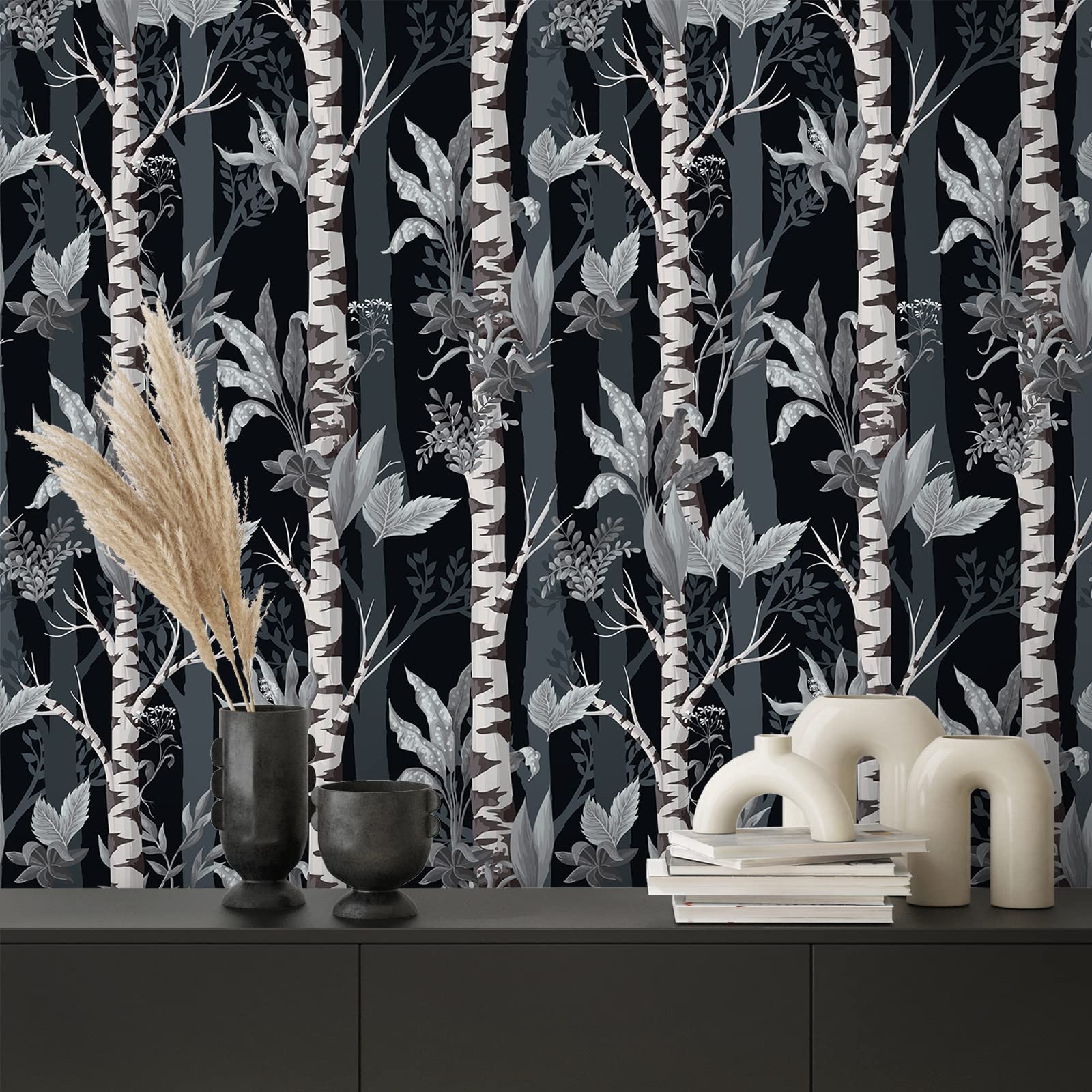 Behang Zwart-Witte Tropische Bladeren | SASA Store