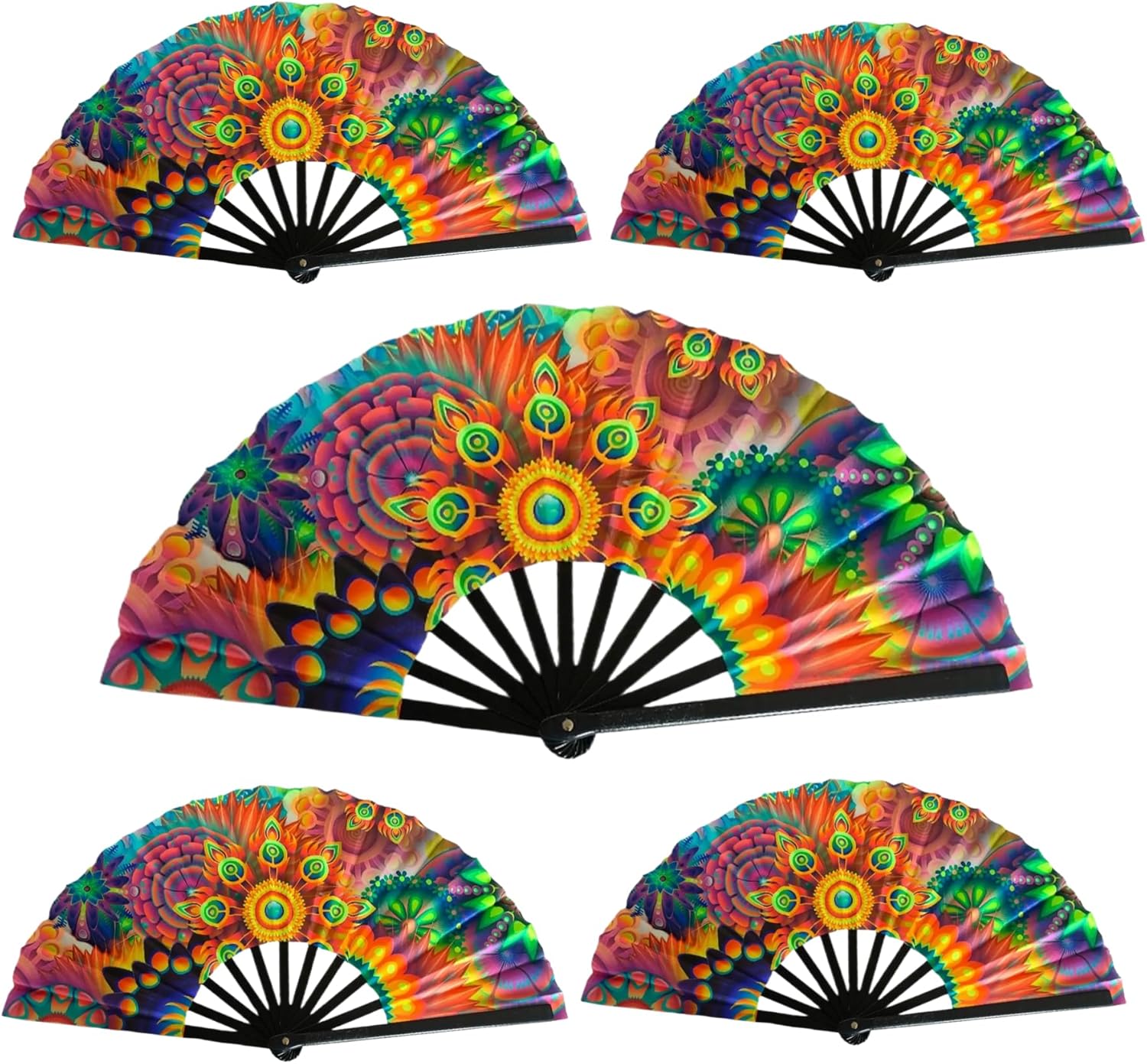 5pcs 13" Boots On The Ground Hand Fan,Line Dance Fans, 2025 New Large Holographic Folding Hand Fan Line Dance (Fan-D)