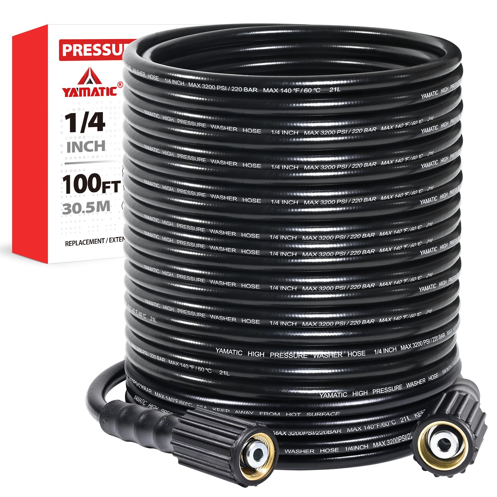YAMATIC Pressure Washer Hose 50 FT 1/4", 3200 PSI, M22-14mm Females — Amazon image 10