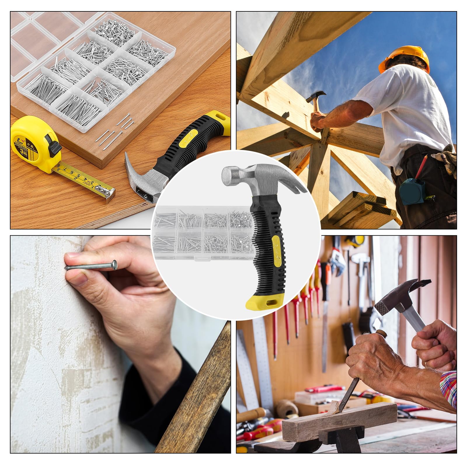 Kit 900 Chiodi in Acciaio 8-in-1, Martello Mini Carpentiere 282g, Metro a Nastro 3m - Fai-da-Te