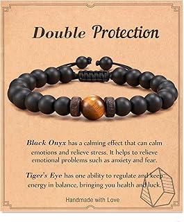 سوار من حجر عين النمر والحمم البركانية والعقيق اليماني الأسود للرجال من سيا