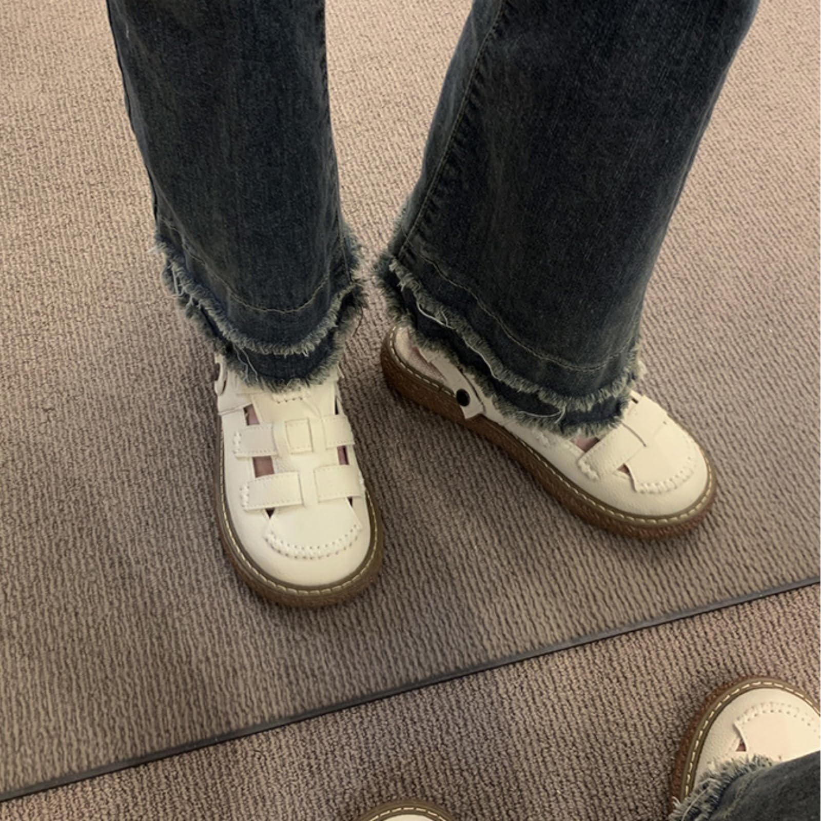 Zoccoli Sanitari Donna 2-Way Cave Pu Mule Slides, Chiuso Toe 3cm Sandali di Piattaforma in Gomma con Fodera per L'indossamento Giornaliero Estivo-beige-35
