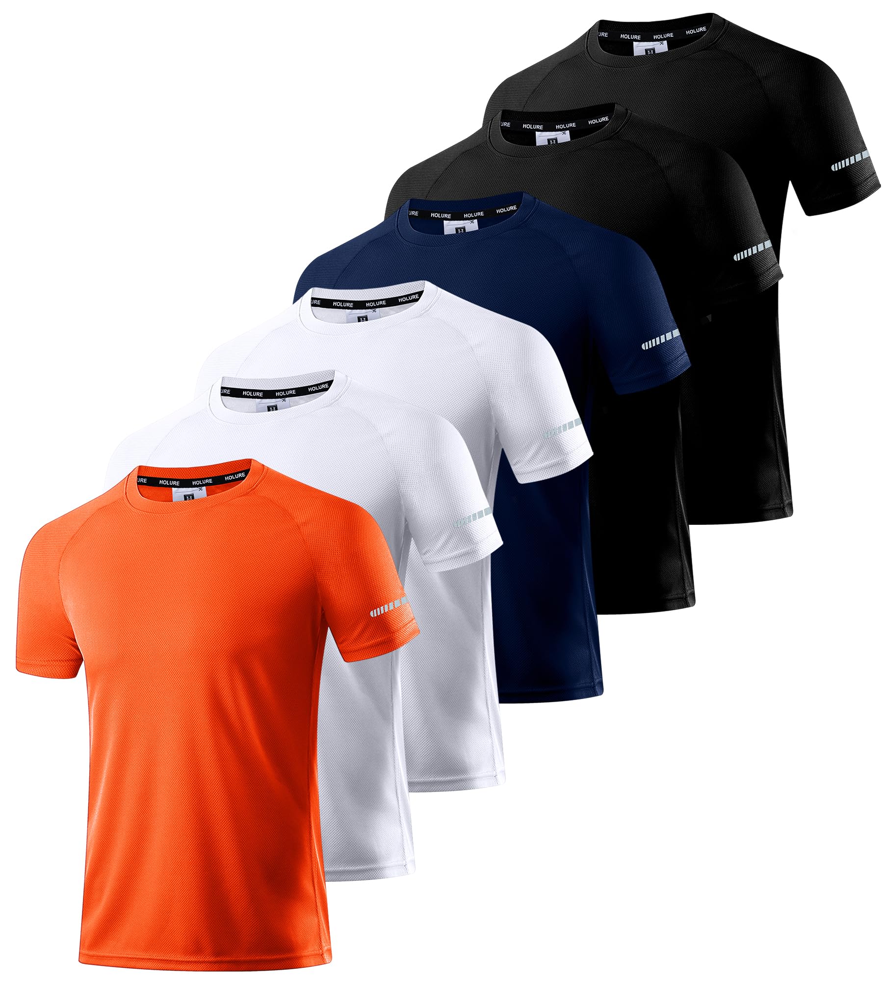Herren Activewear T-Shirts 1/3/4/5/6er Pack | Slim Fit Sport Shirts | Atmungsaktiv, Schnelltrocknend & Leicht | mit Reflektierenden Details für Fitness, Laufen & Training
