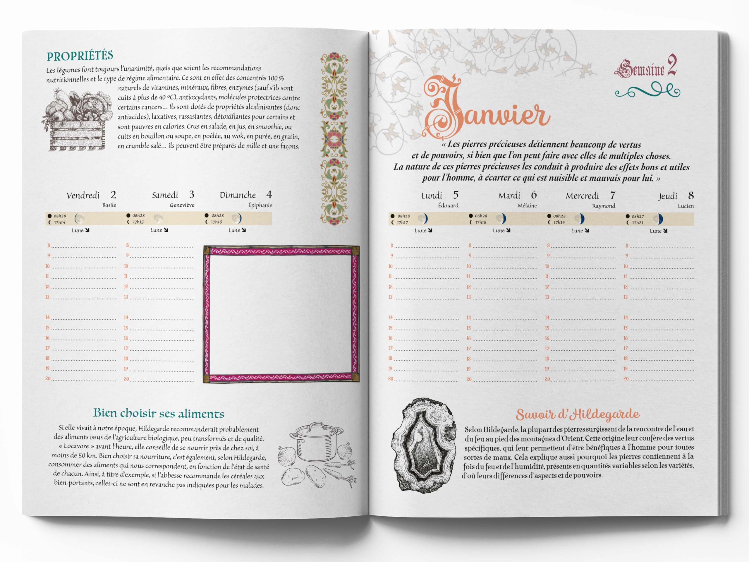 Mon agenda Hildegarde de Bingen 2026: Remèdes, plantes et cristaux