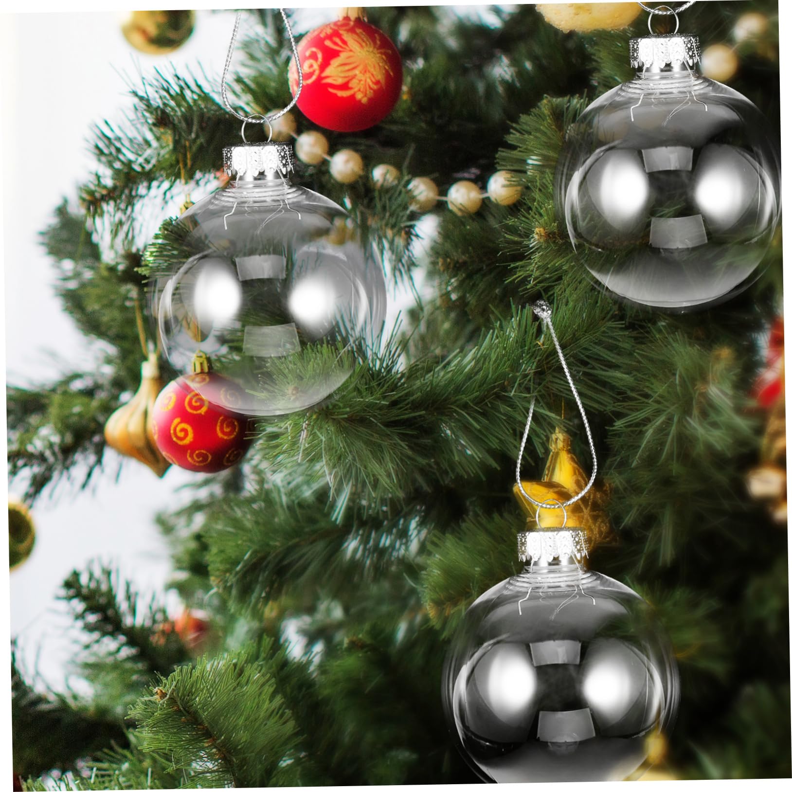 Cabilock 20piezas Colgante de Bola Navideña Transparente y Rellenable para Adornos de Árbol de Navidad Decoración Festiva de Fiestas