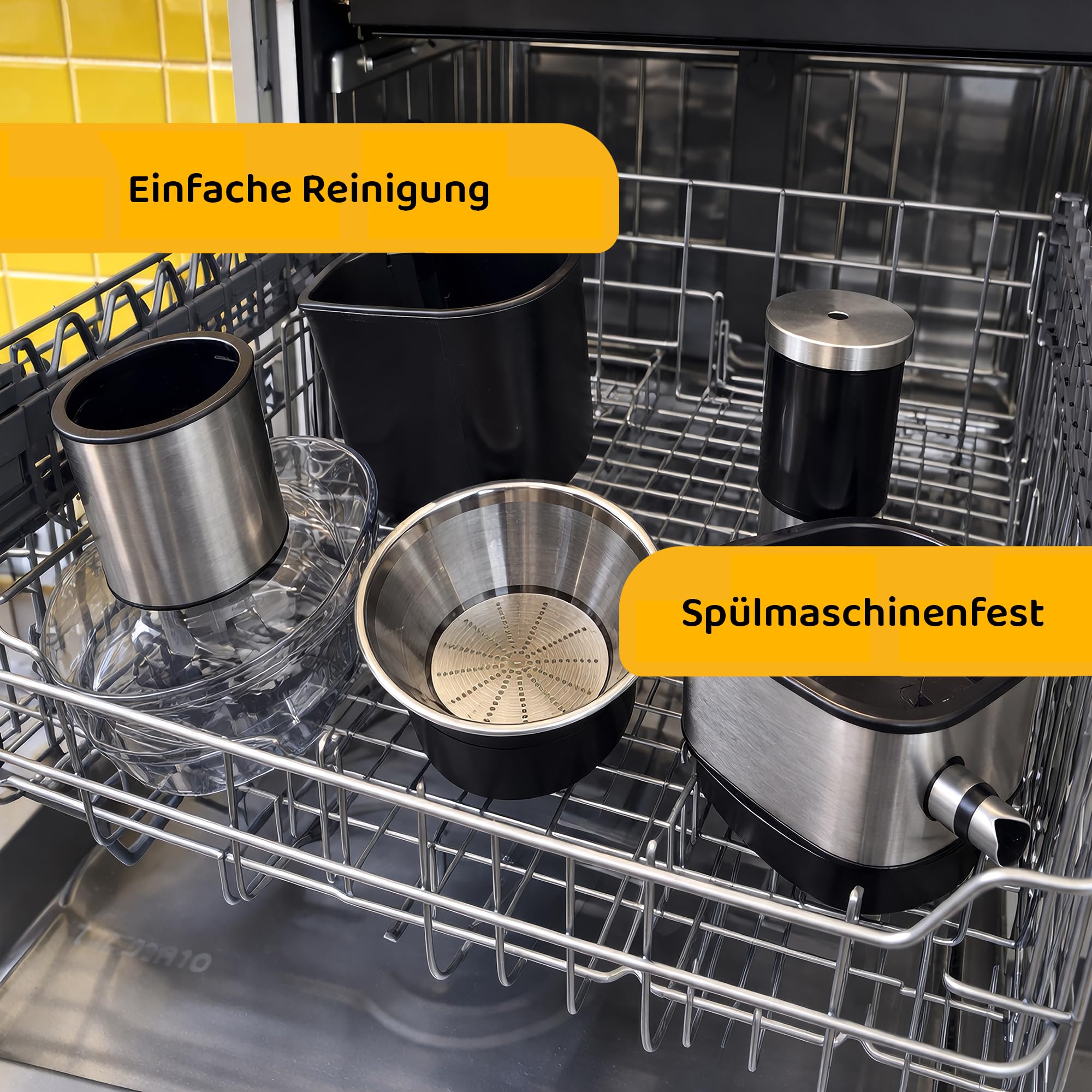 Super Juicer - Linea Tegno - Professioneller Edelstahl Entsafter - Entsafter für Obst und Gemüse - 1500W - Extra große Einfüllöffnung - 2,5L Fruchtfleischbehälter - 1L Saftbecher, LED-Farbdisplay
