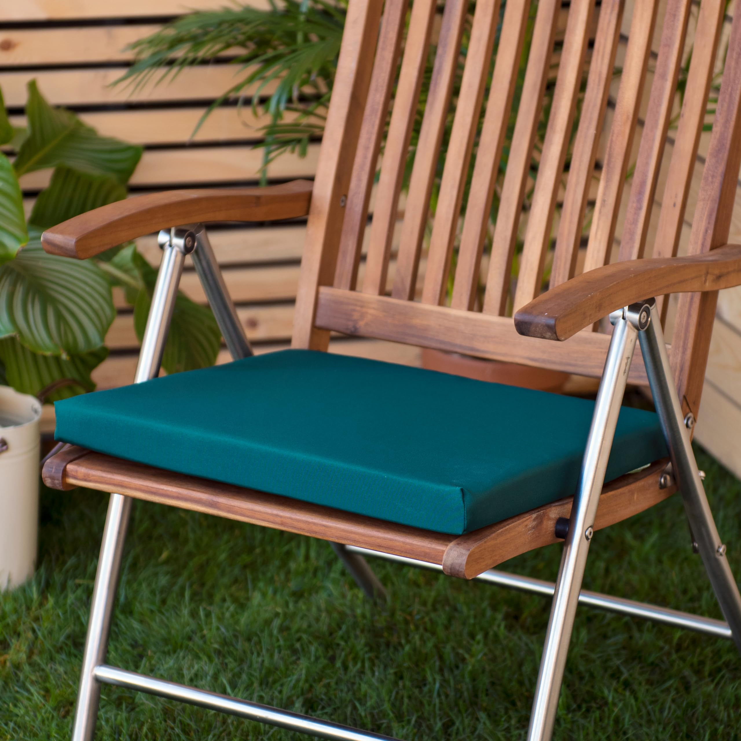 Gardenista Garden Coussin de siège de Chaise Slip Free | Hypoallergénique | Résistant à l'eau | Coussin épais avec des Attaches sécurisées pour Utilisation intérieure et extérieure | (Vert, 6)